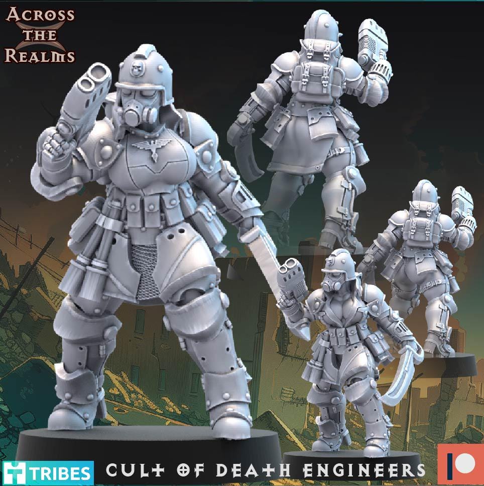Cult of Death Engineers from Across the Realms,5 Wargame Miniature+ Gratis Bases
