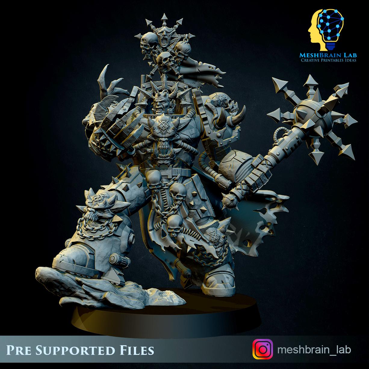 Chaos Terminator Lord from MeshBrainLab/Wargame Miniature+ Gratis Base