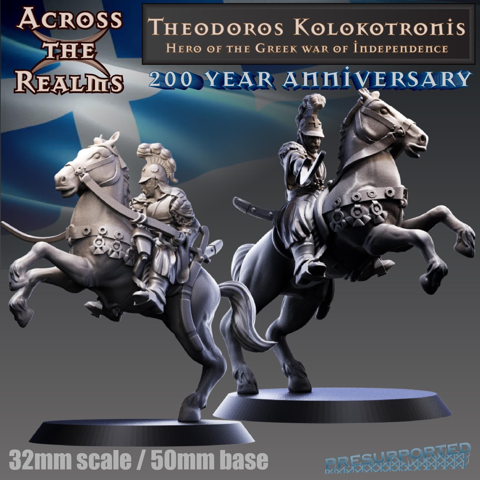 Theodoros Kolokotronis from Across the Realms, Wargame Miniature+ Gratis Base
