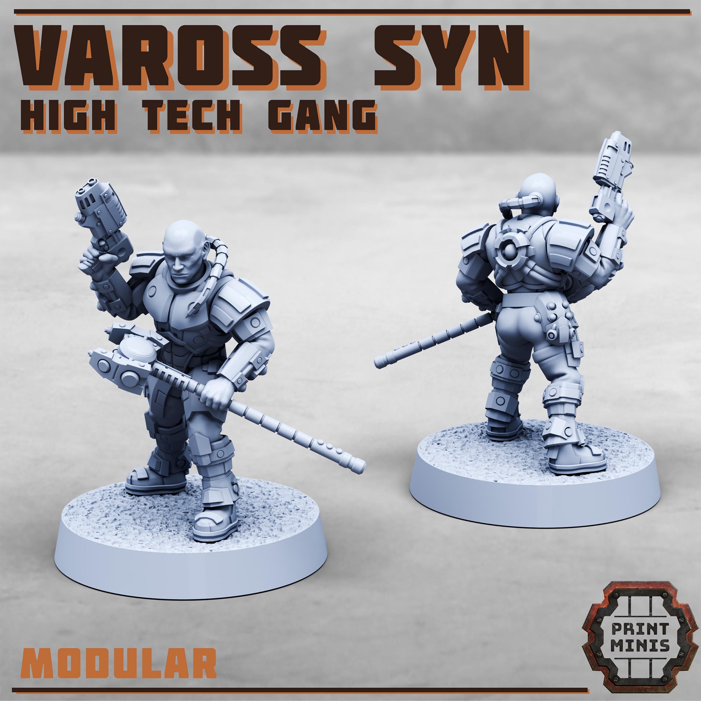 Vaross Syn - High Tech Gang from PrintMinis/ 8 Wargame, Tabletop Miniatures+ Bases