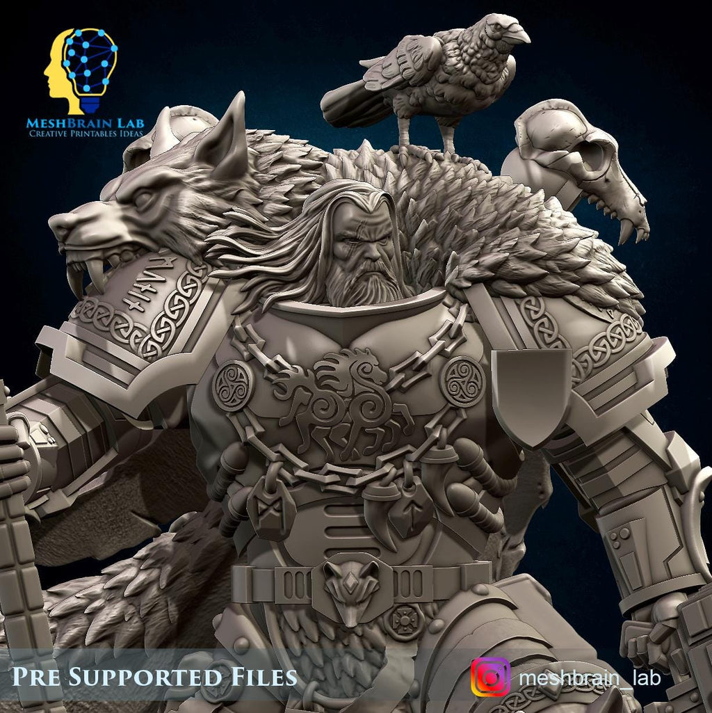 Harald Wutan- Empire Marines Sons of the Aesir Chapter Lord from MeshBrainLab/Wargame Miniature+ Gratis Base