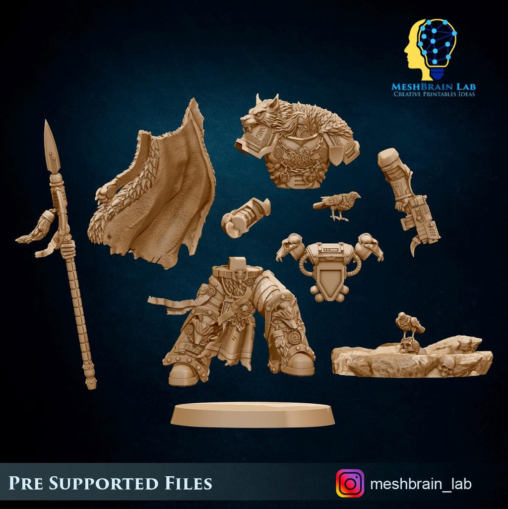 Harald Wutan- Empire Marines Sons of the Aesir Chapter Lord from MeshBrainLab/Wargame Miniature+ Gratis Base