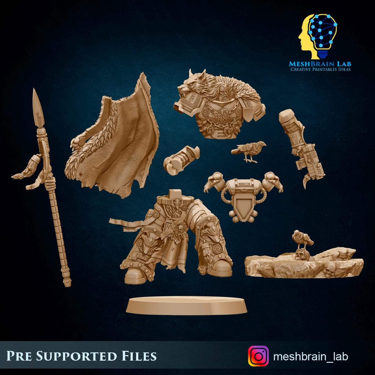 Harald Wutan- Empire Marines Sons of the Aesir Chapter Lord from MeshBrainLab/Wargame Miniature+ Gratis Base
