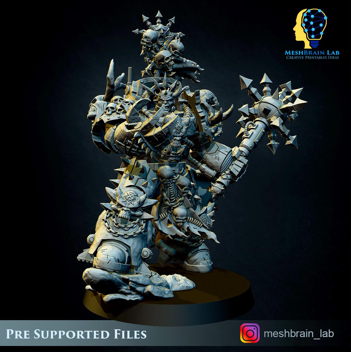 Chaos Terminator Lord from MeshBrainLab/Wargame Miniature+ Gratis Base
