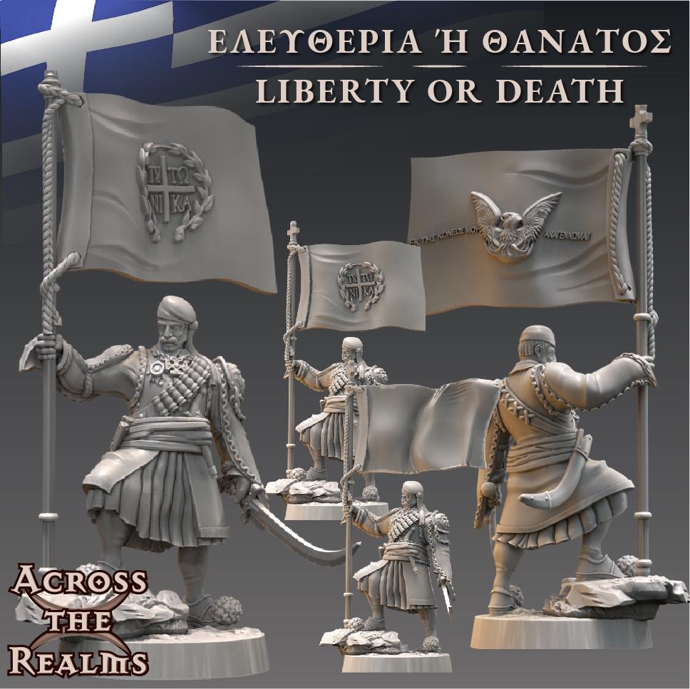 Greek war of Independence Standard Bearer from Across the Realms, Wargame Miniature+ Gratis Base