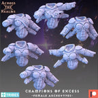 Champions of Excess - Female Archetypes from Across the Realms, 6 Wargame Miniature+ Gratis Bases