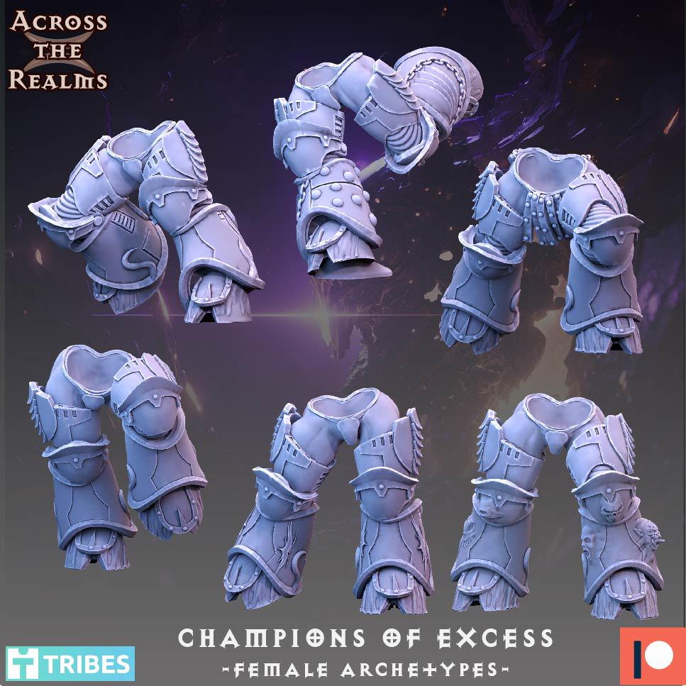 Champions of Excess - Female Archetypes from Across the Realms, 6 Wargame Miniature+ Gratis Bases