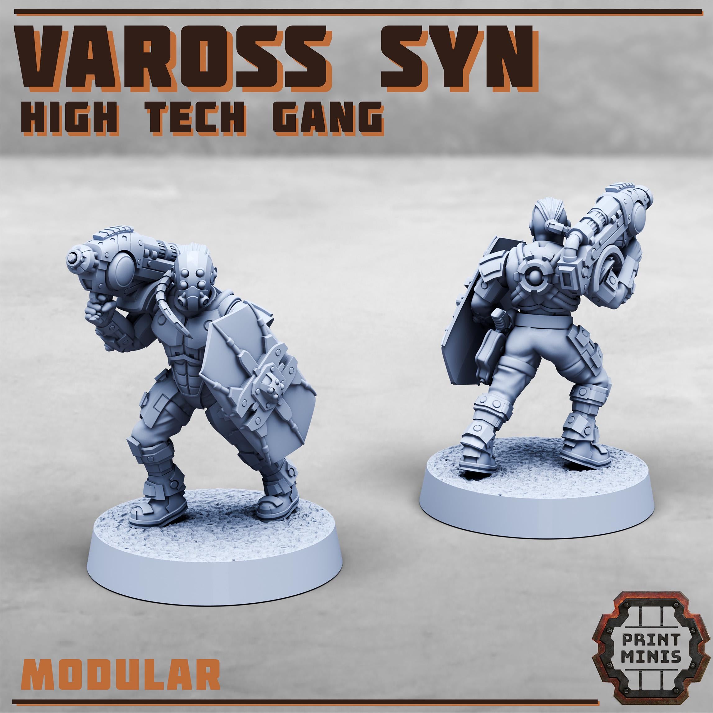 Vaross Syn - High Tech Gang from PrintMinis/ 8 Wargame, Tabletop Miniatures+ Bases