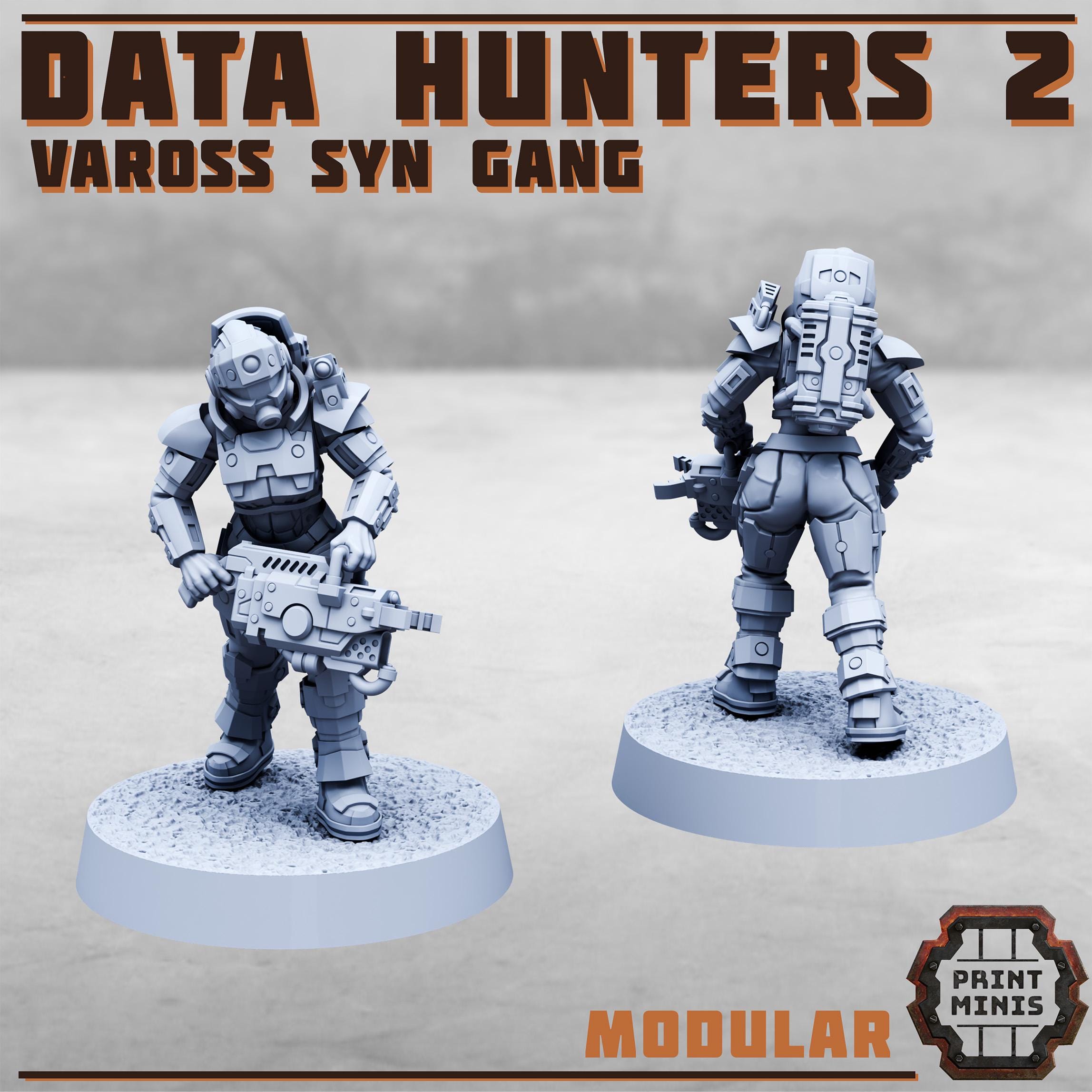Data Hunters 2 - Vaross Syn Gang from PrintMinis/4 Wargame, Tabletop Miniatur+ Bases