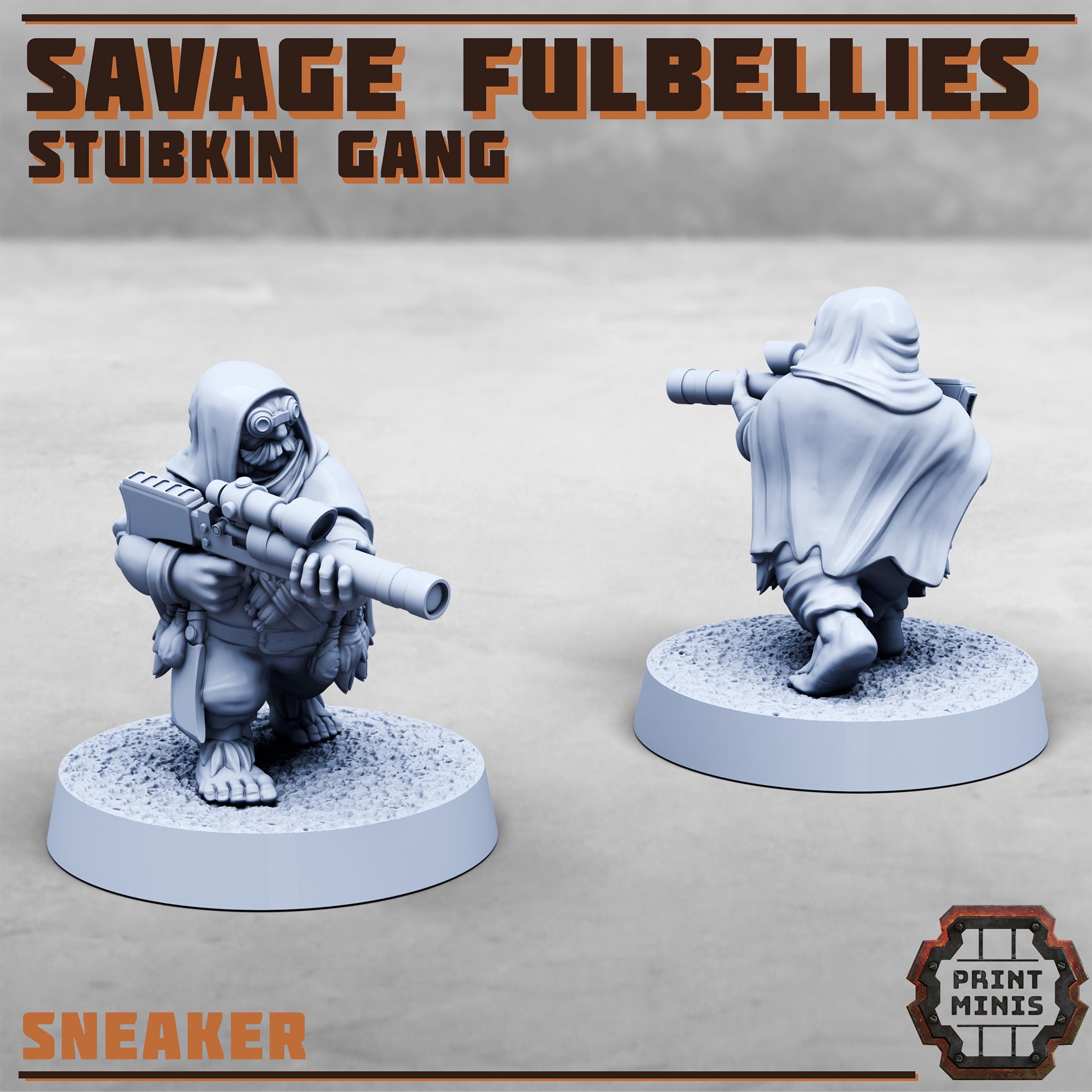 Savage Fulbellies - Stubkin Gang from PrintMinis/6 Wargame, Tabletop Miniatures+ Bases