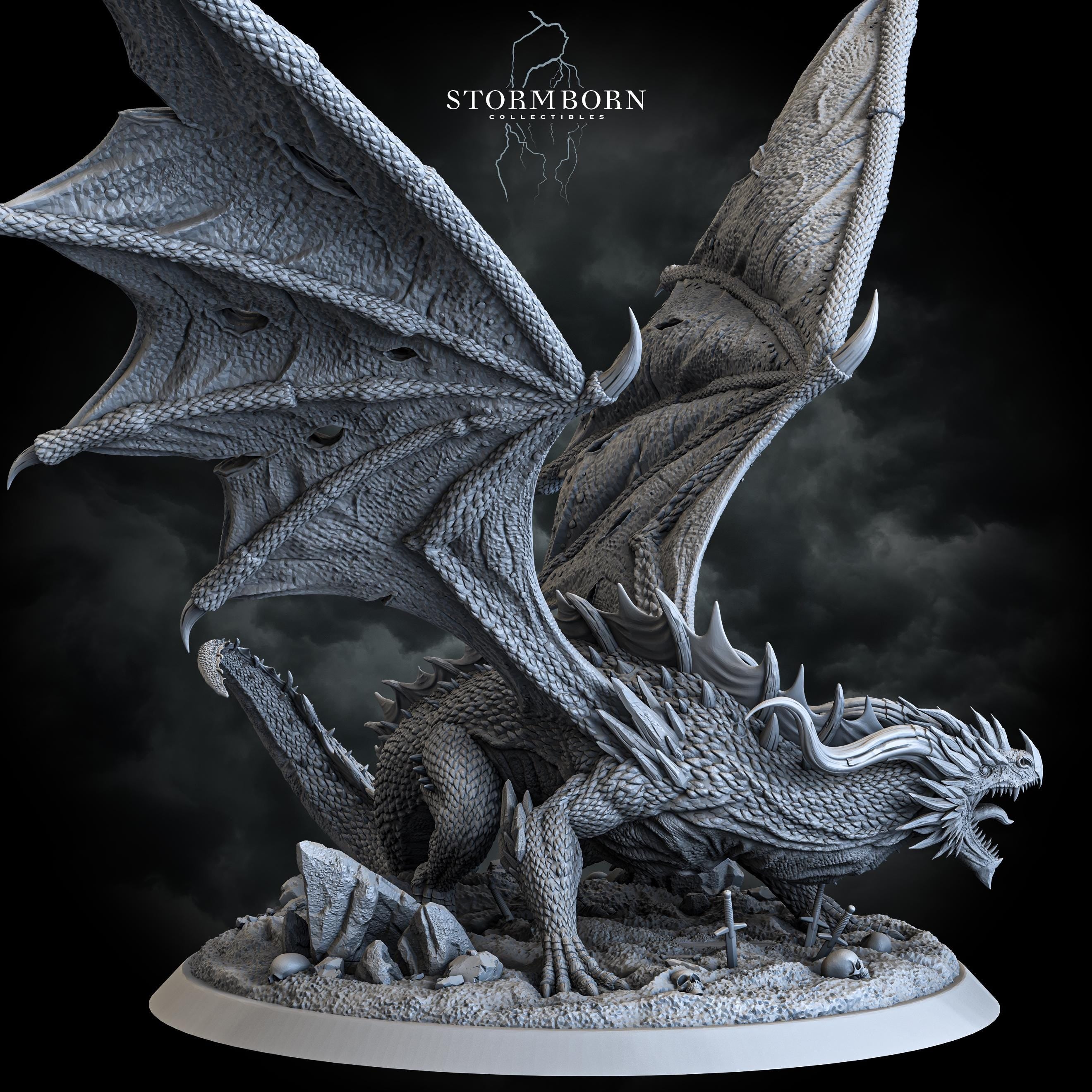 Ancient Red Dragon from Stormborn Collectibles, Wargame Miniature+ Base