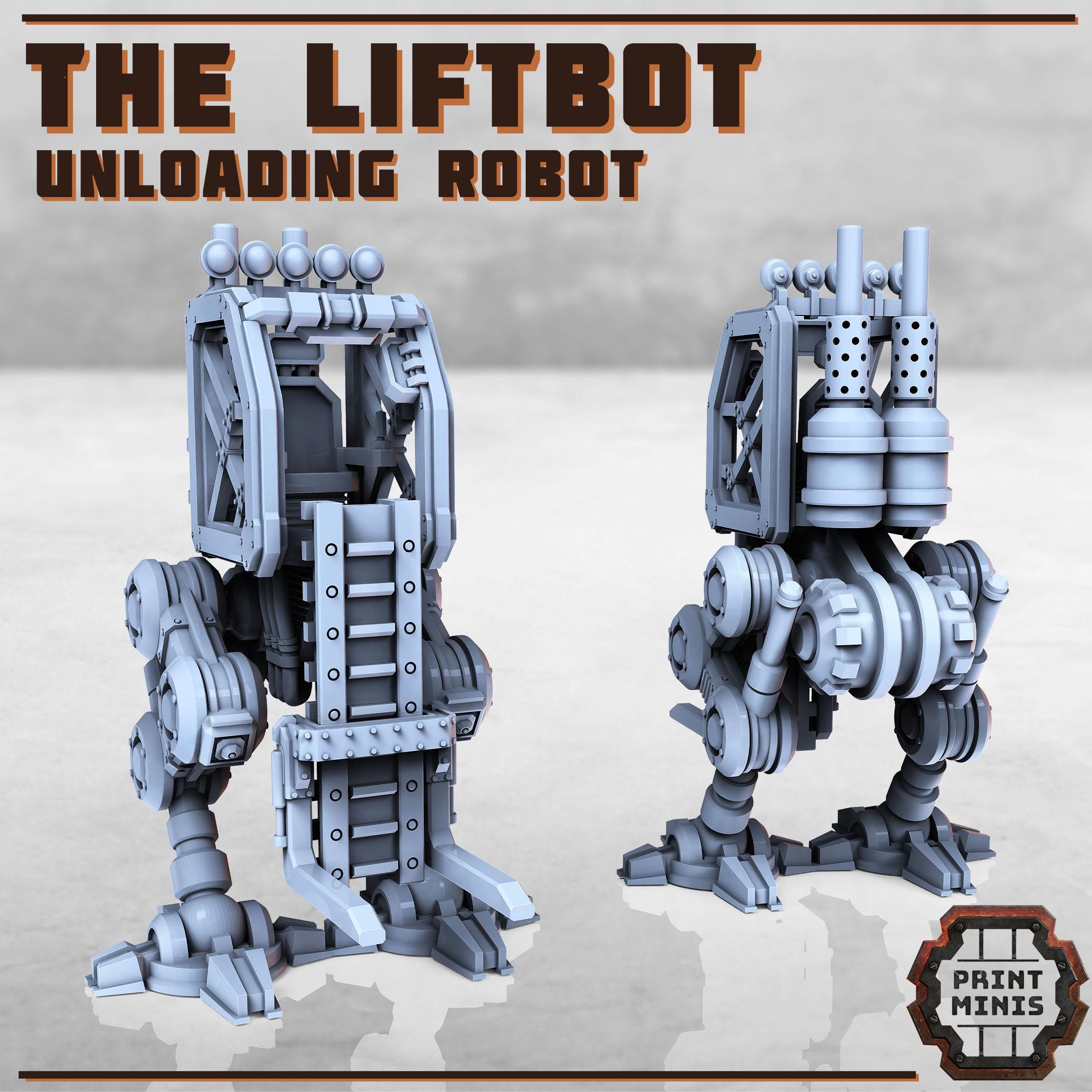 LiftBot - Unloading Robot from PrintMinis/ Wargame, Tabletop Miniatur+ Base