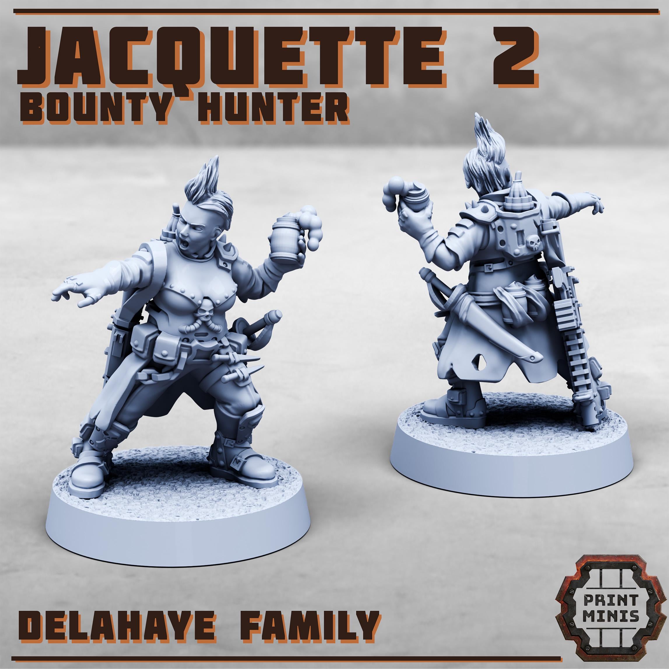 Jacquette 2.0 - Bounty Hunter from PrintMinis/ Wargame, Tabletop Miniatur+ Base