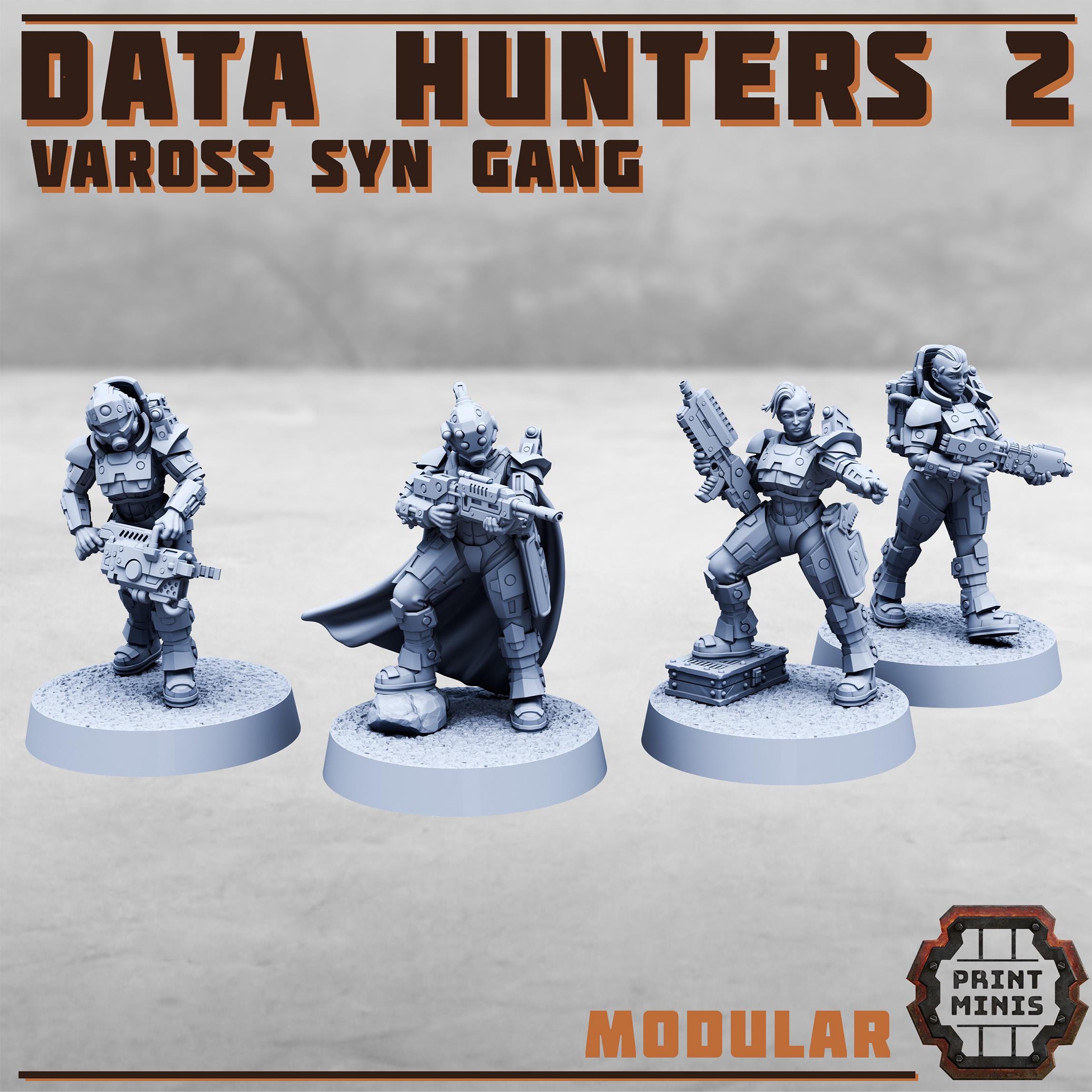 Data Hunters 2 - Vaross Syn Gang from PrintMinis/4 Wargame, Tabletop Miniatur+ Bases