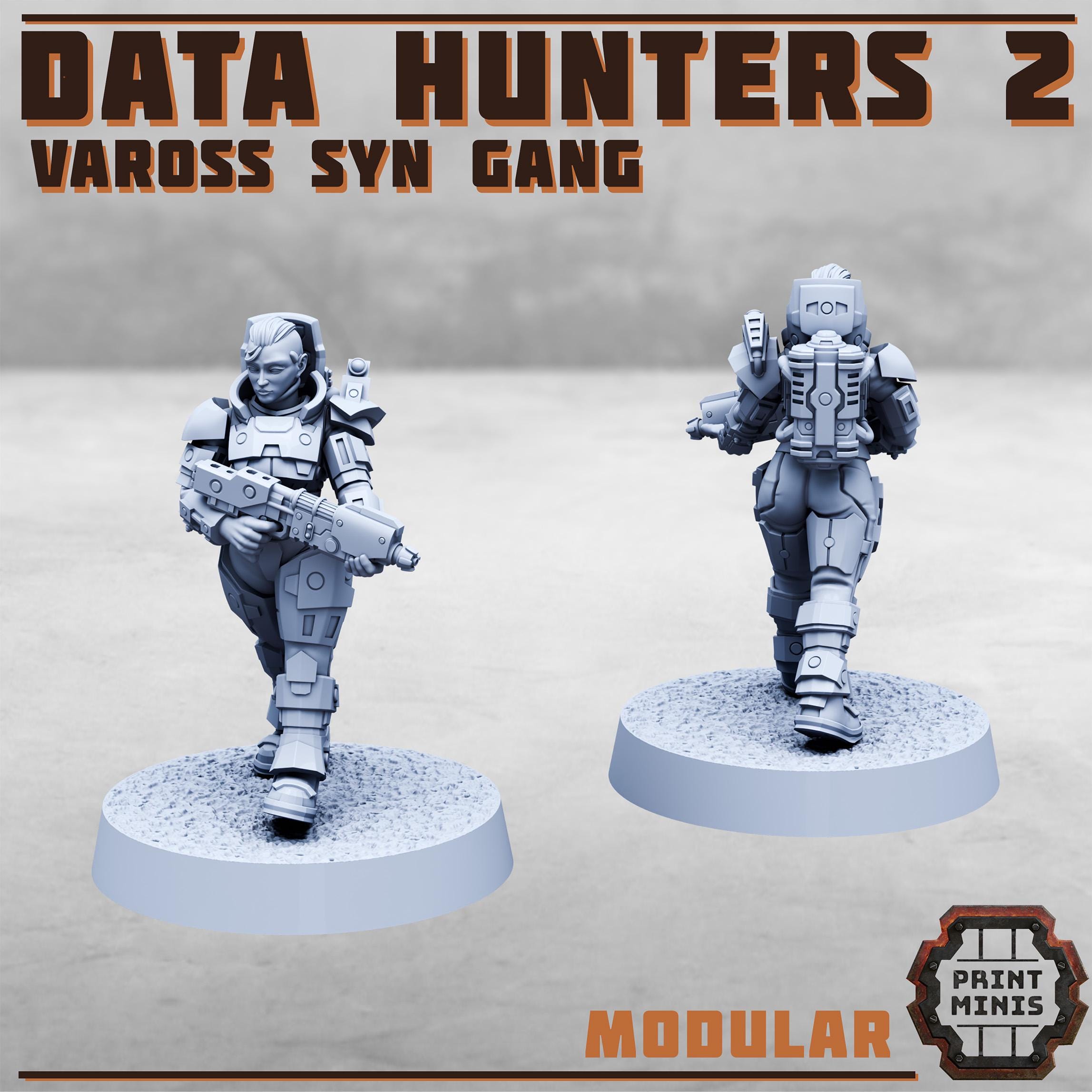 Data Hunters 2 - Vaross Syn Gang from PrintMinis/4 Wargame, Tabletop Miniatur+ Bases
