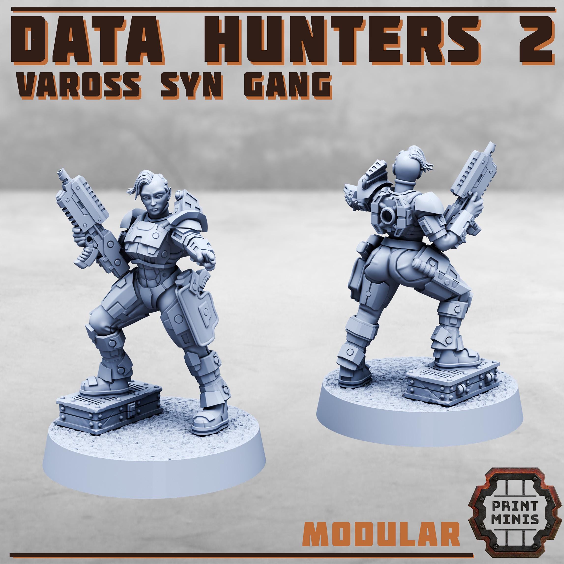 Data Hunters 2 - Vaross Syn Gang from PrintMinis/4 Wargame, Tabletop Miniatur+ Bases