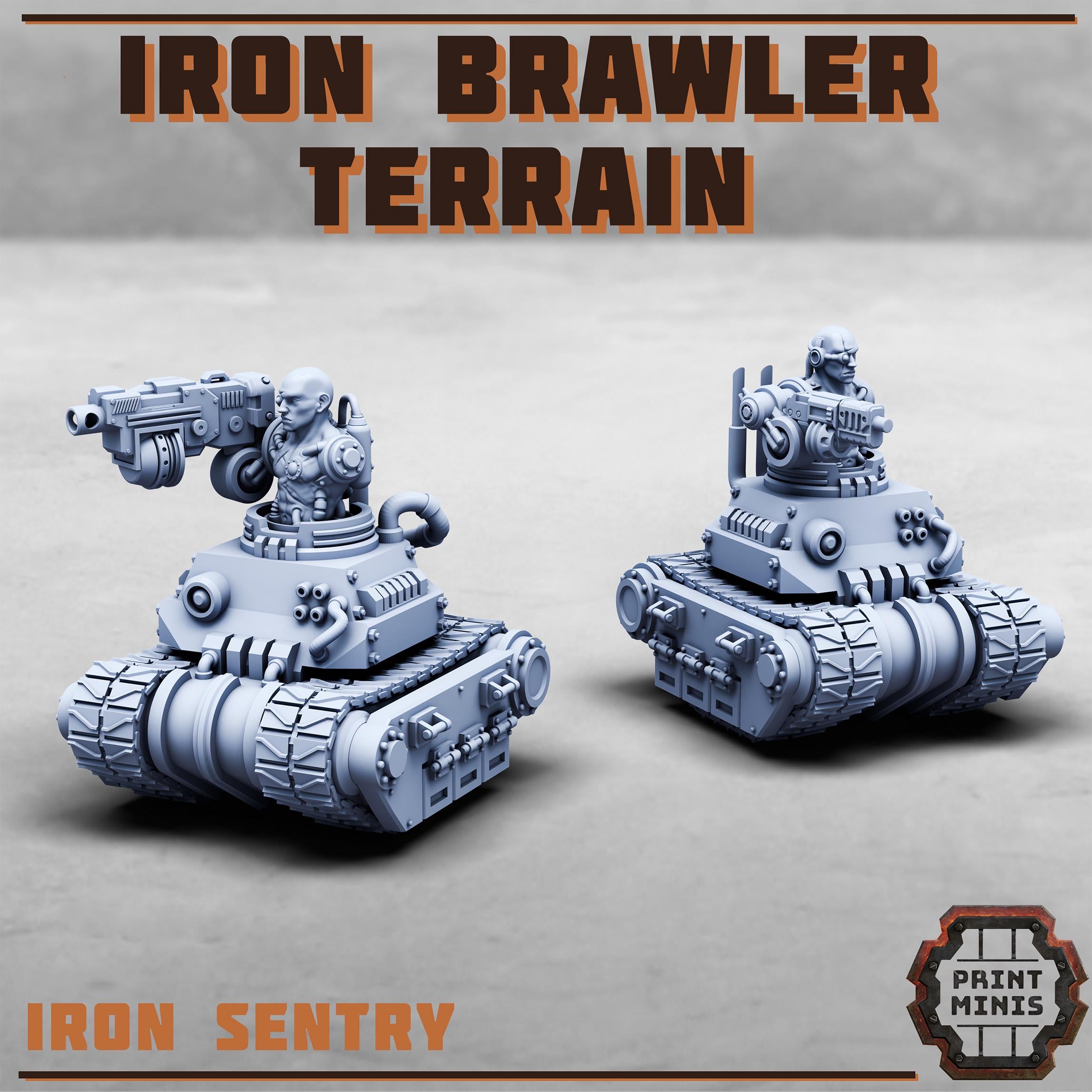 Iron Brawler Gang Traps from PrintMinis/6 Wargame, Tabletop Miniatur