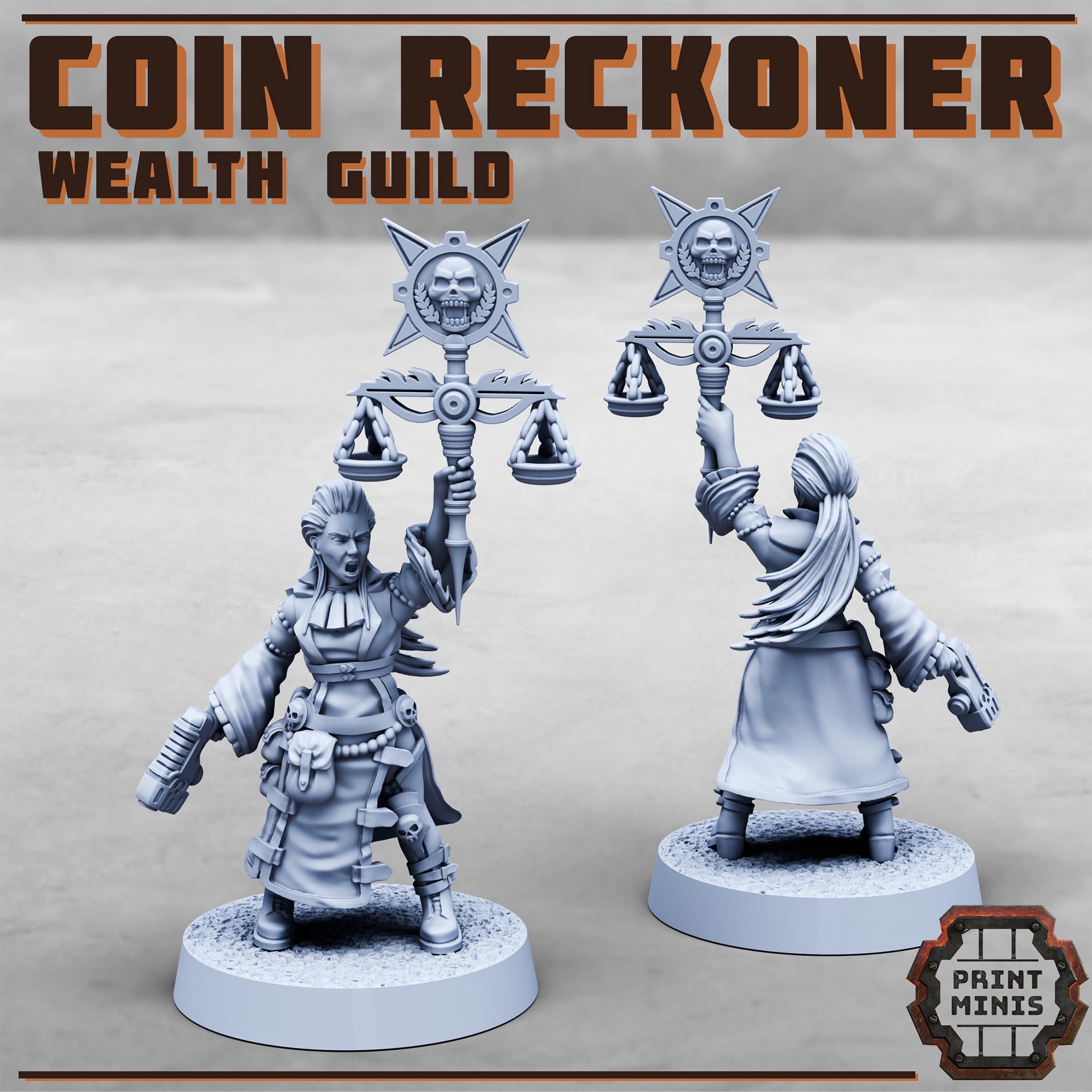 Coin Reckoner - Wealth Guild from PrintMinis/ Wargame, Tabletop Miniatur+ Base
