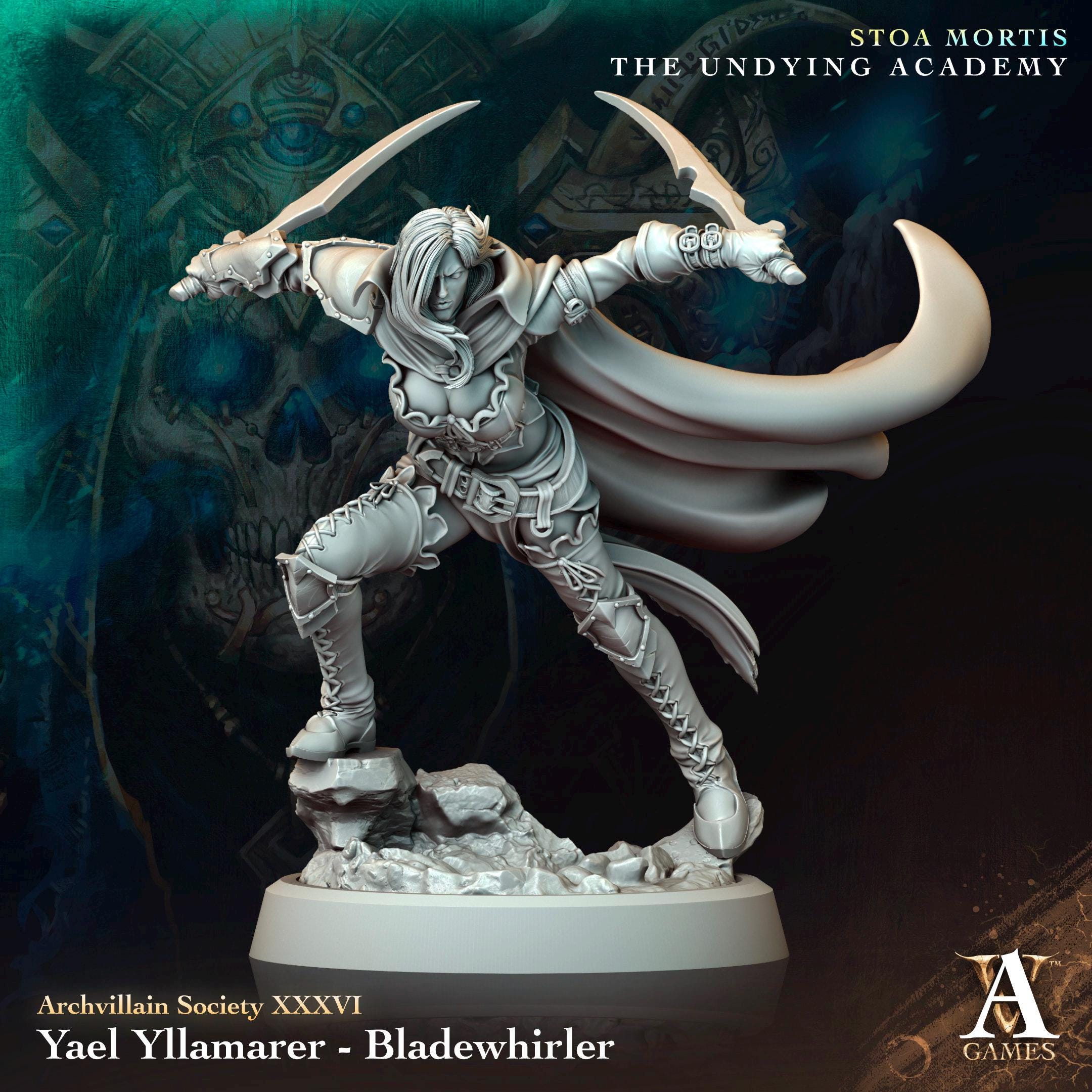 Yael Yllamarer  Bladewhirler from ArchvillainGames, Wargame/ Tabletop Miniature mit Base