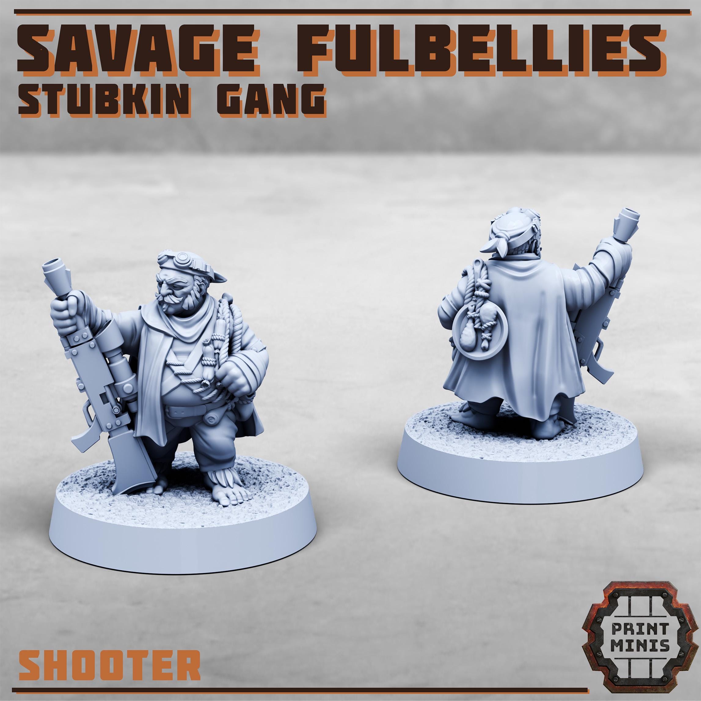 Savage Fulbellies - Stubkin Gang from PrintMinis/6 Wargame, Tabletop Miniatures+ Bases