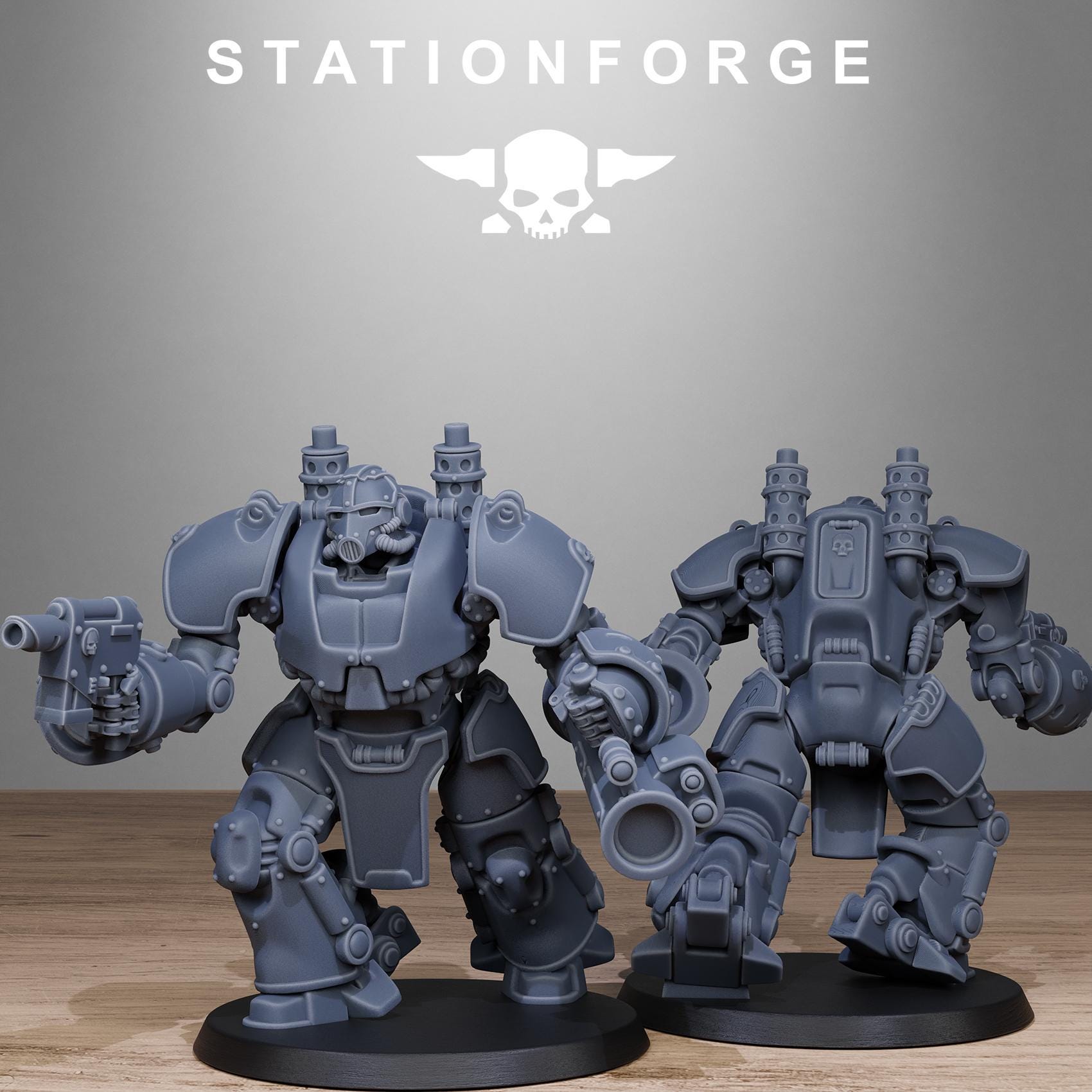 GrimGuard Power Armor from StationForge/5 Miniatures +Gratis Bases