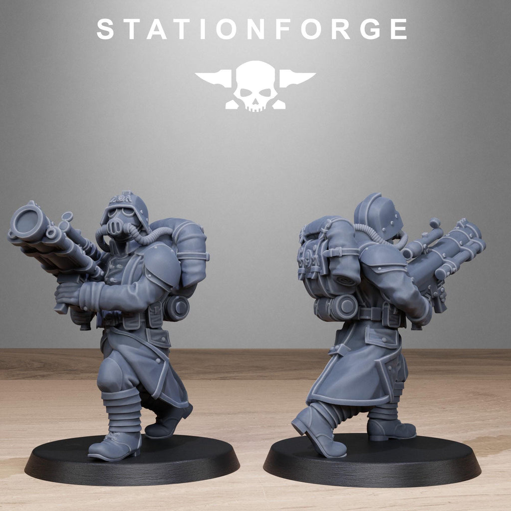 GrimGuard Rocketeers from StationForge/10 Wargame Miniatures +Gratis Bases