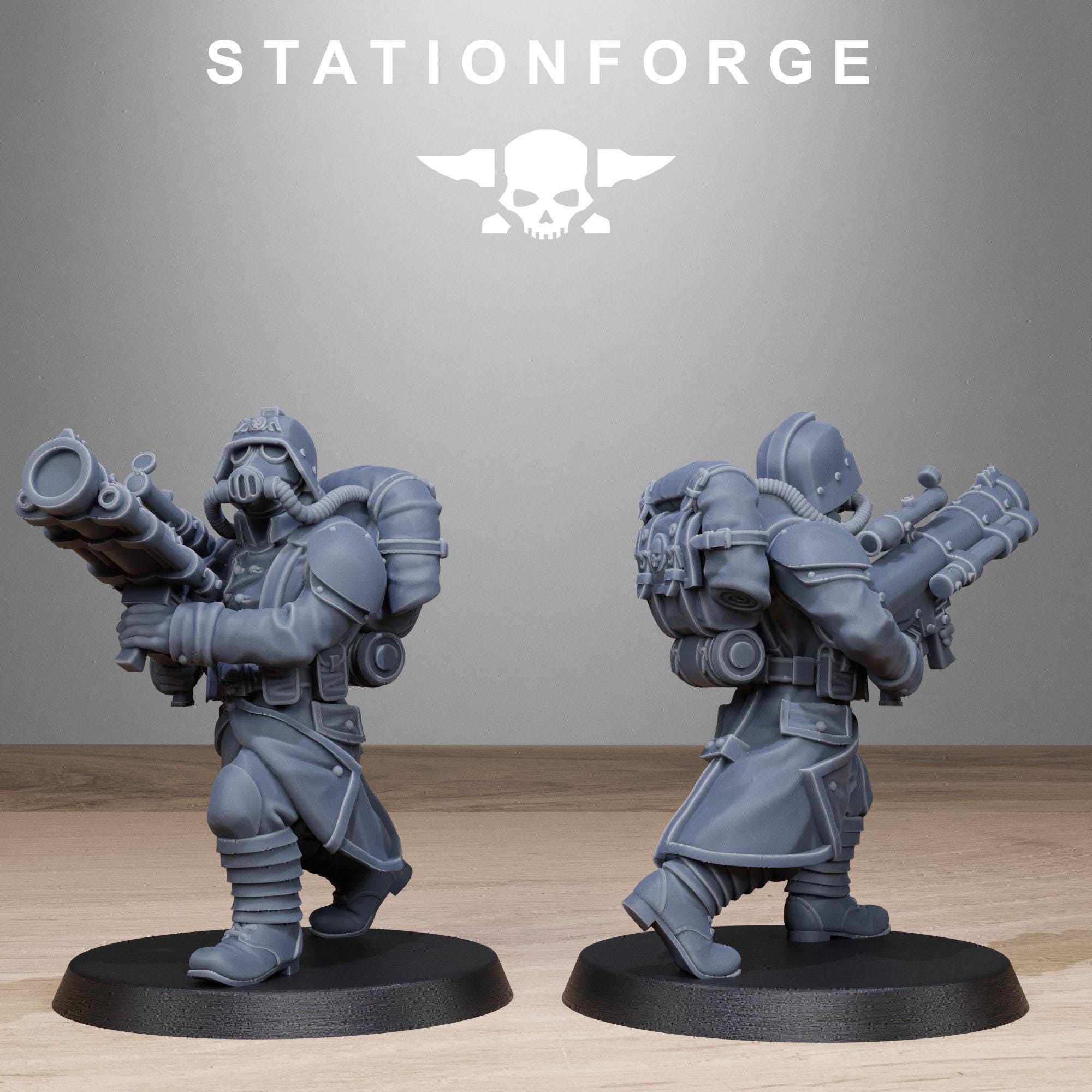 GrimGuard Rocketeers from StationForge/10 Wargame Miniatures +Gratis Bases