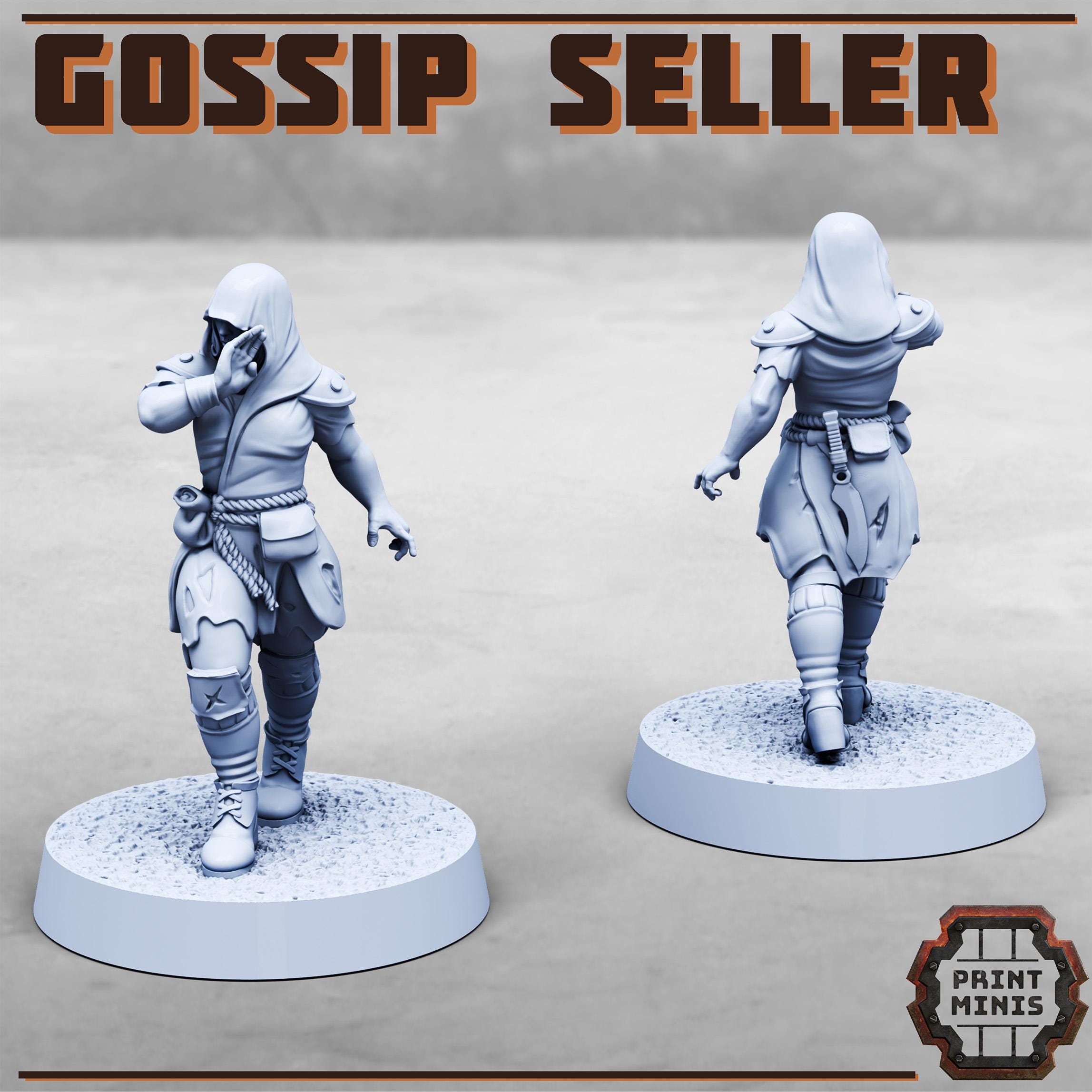Gossip Seller from PrintMinis/ Wargame, Tabletop Miniatur+ Base