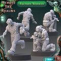 Factory Worker from Across the Realms, 2 Wargame Miniatures+ Gratis Bases
