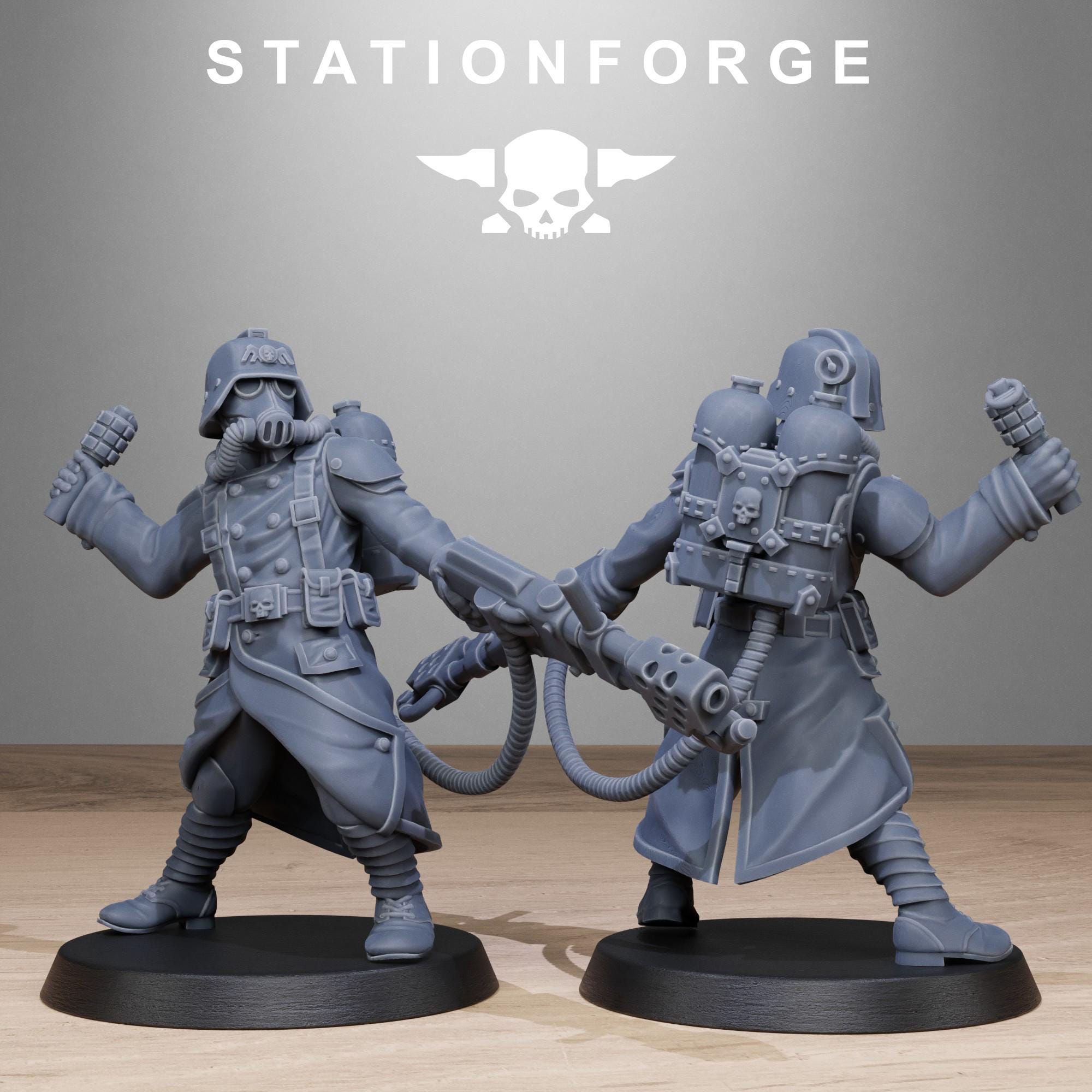 GrimGuard Flamers from StationForge/10 Miniatures +Gratis Bases