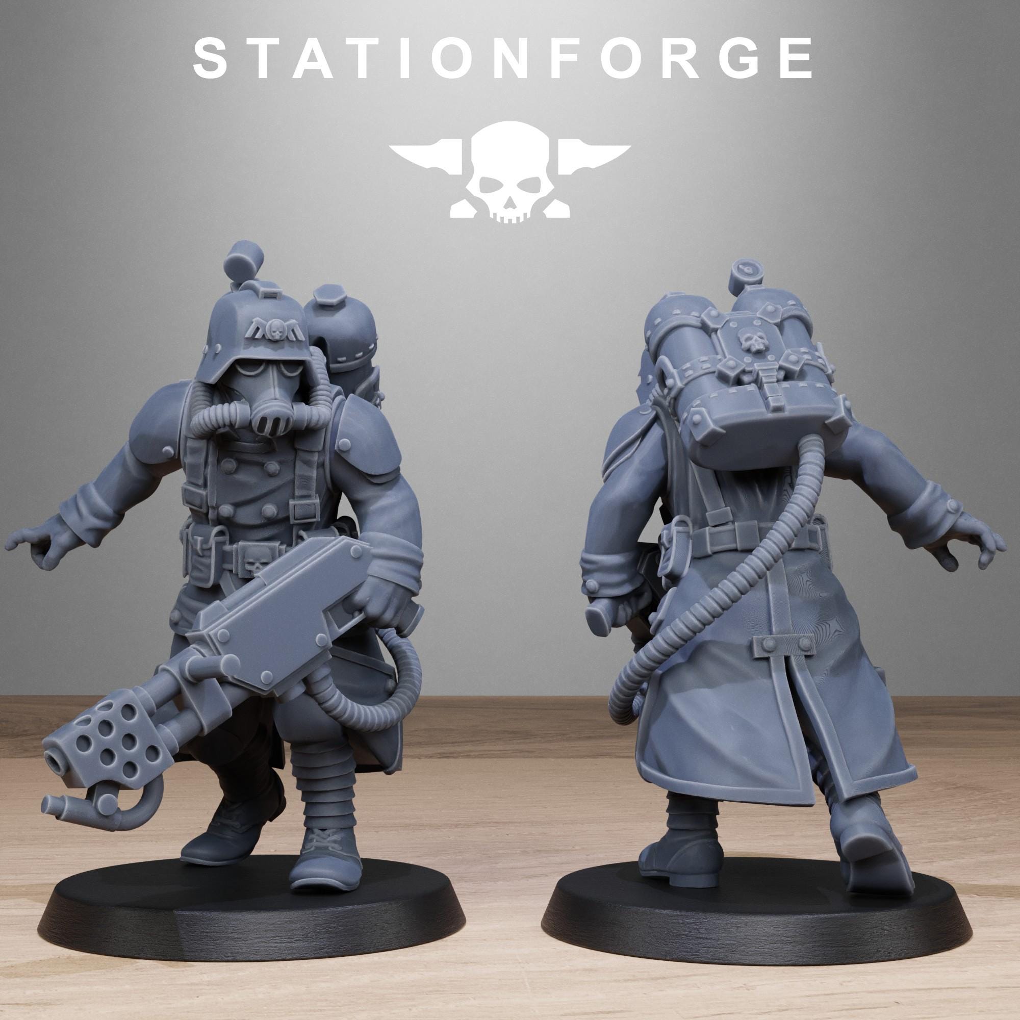 GrimGuard Flamers from StationForge/10 Miniatures +Gratis Bases