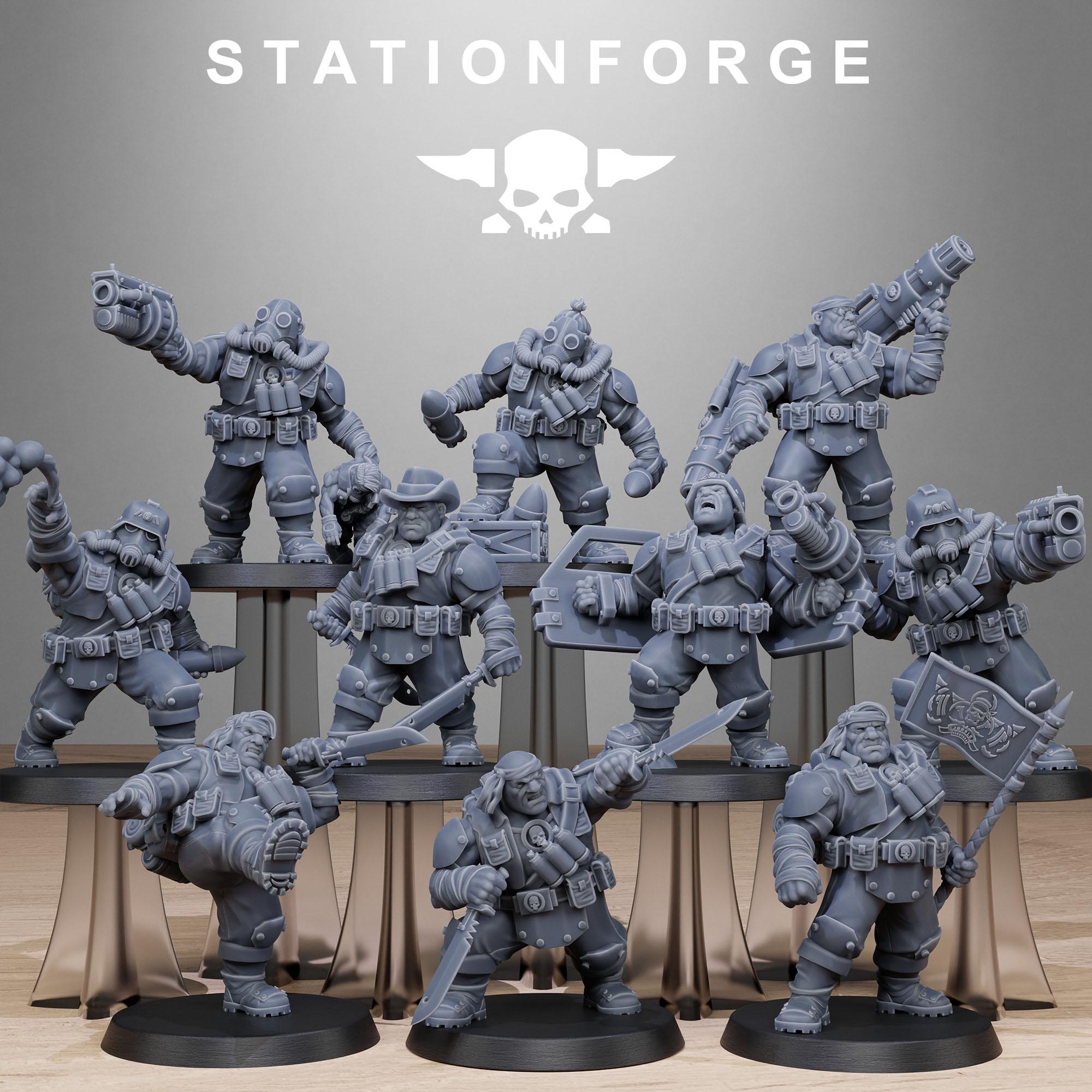 GrimGuard Jungle Fighter Mutants from StationForge/10 Miniatures +Gratis Bases