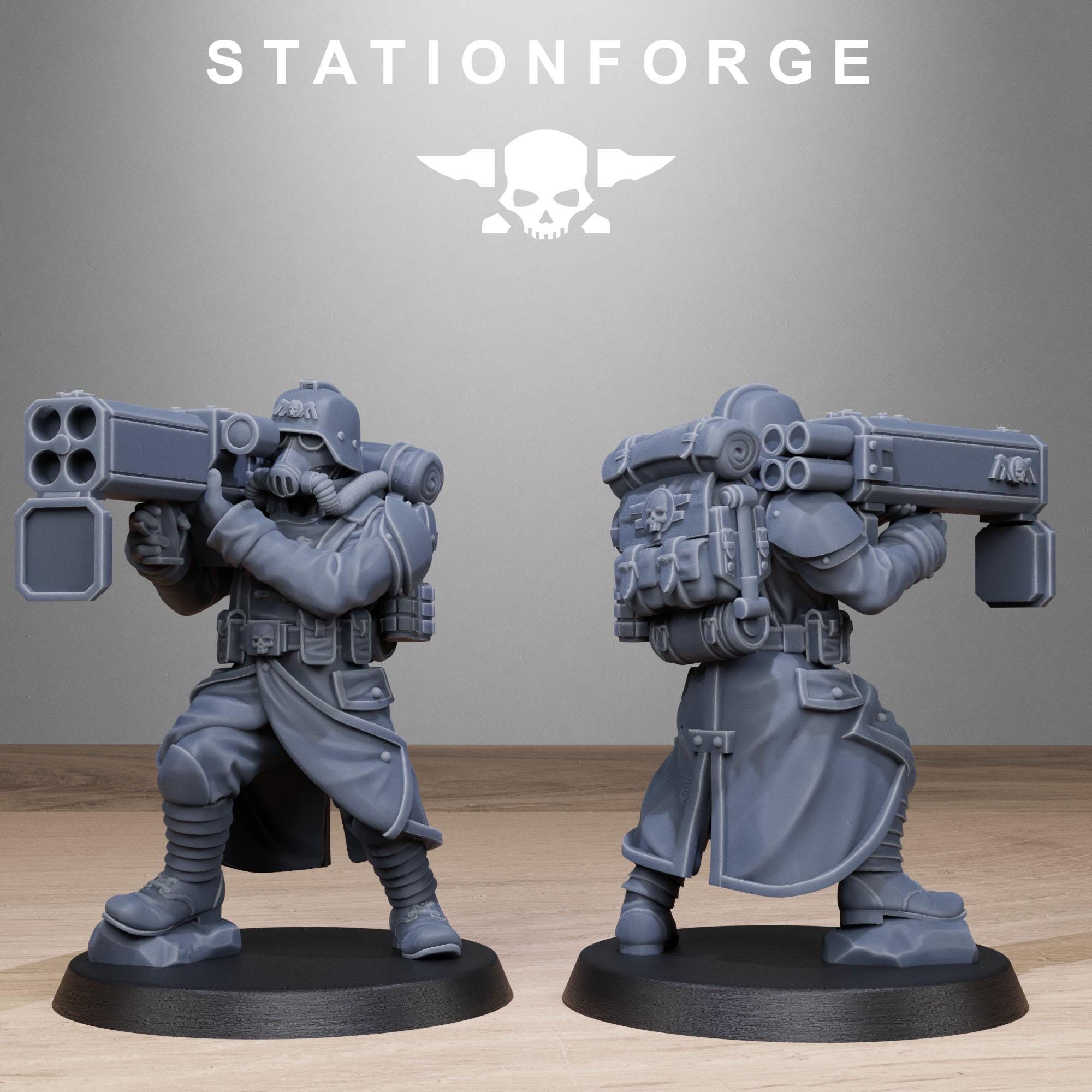 GrimGuard Rocketeers from StationForge/10 Wargame Miniatures +Gratis Bases