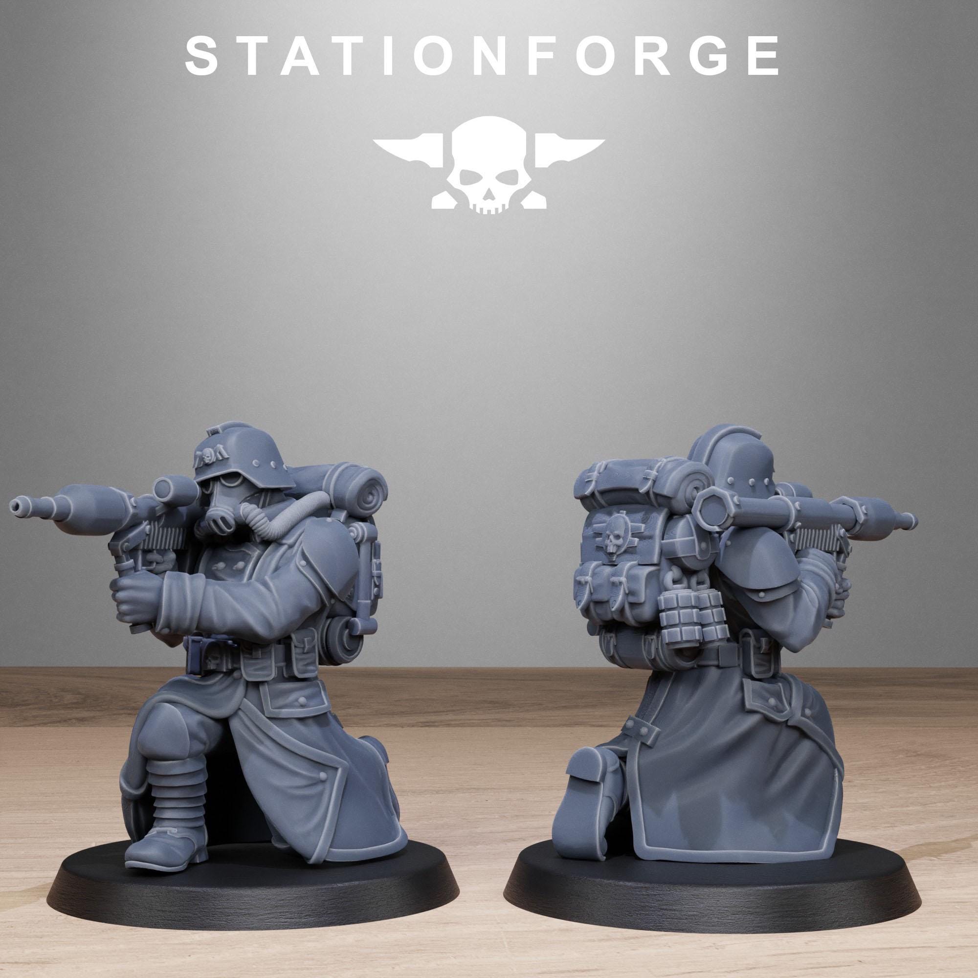 GrimGuard Rocketeers from StationForge/10 Wargame Miniatures +Gratis Bases