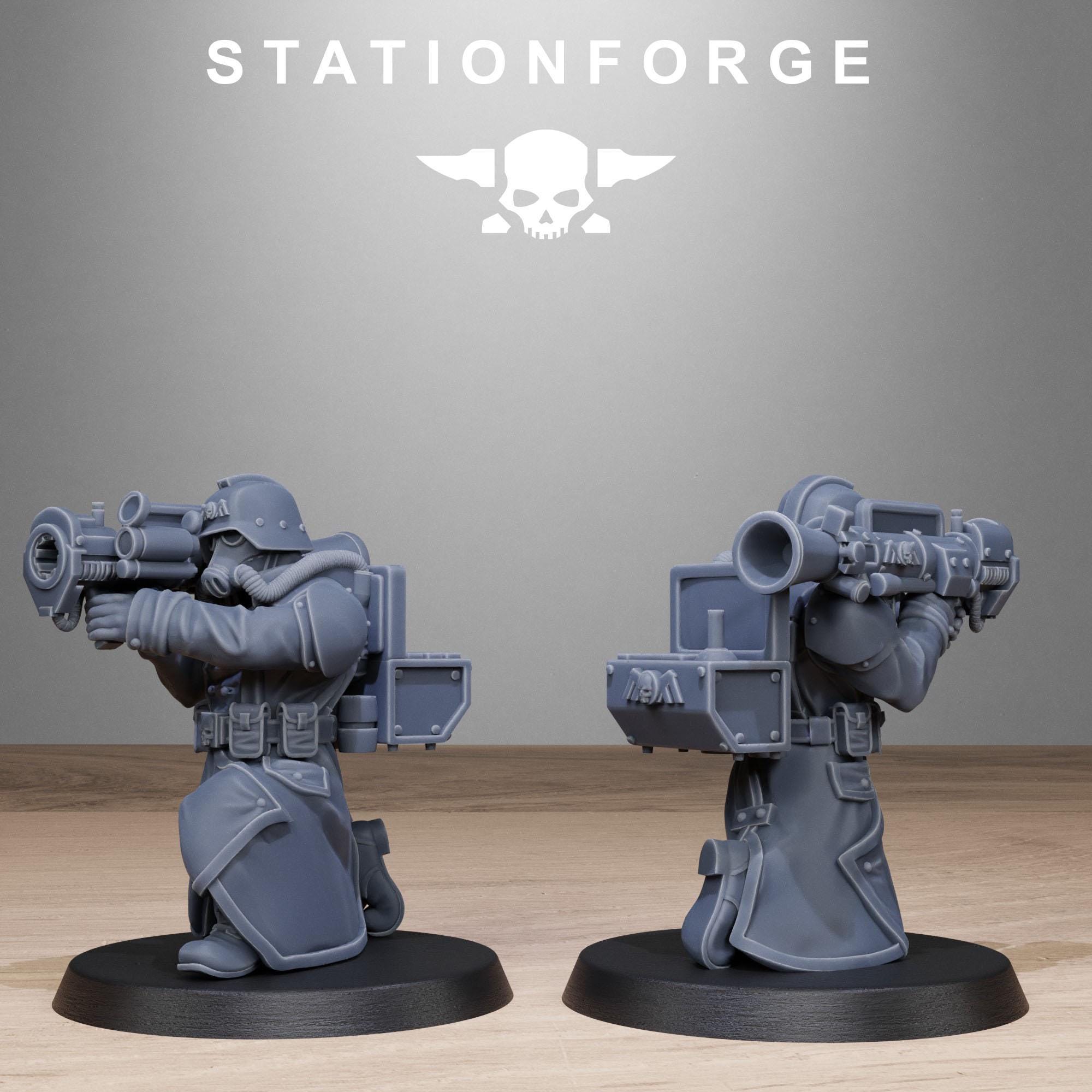 GrimGuard Rocketeers from StationForge/10 Wargame Miniatures +Gratis Bases