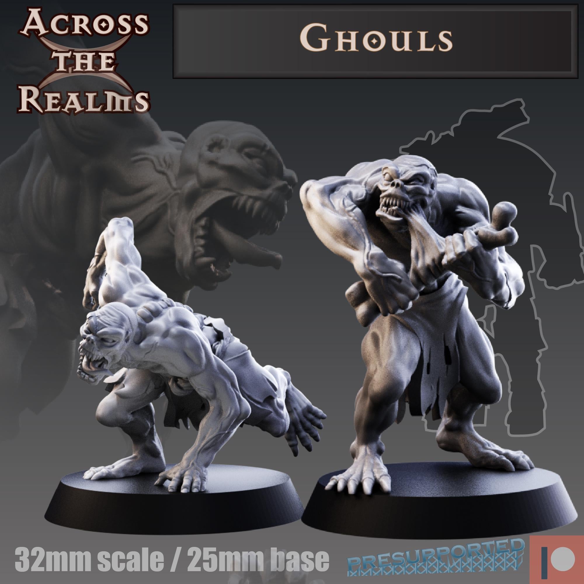 Ghouls from Across the Realms, 2 Wargame Miniatures+ Gratis Bases