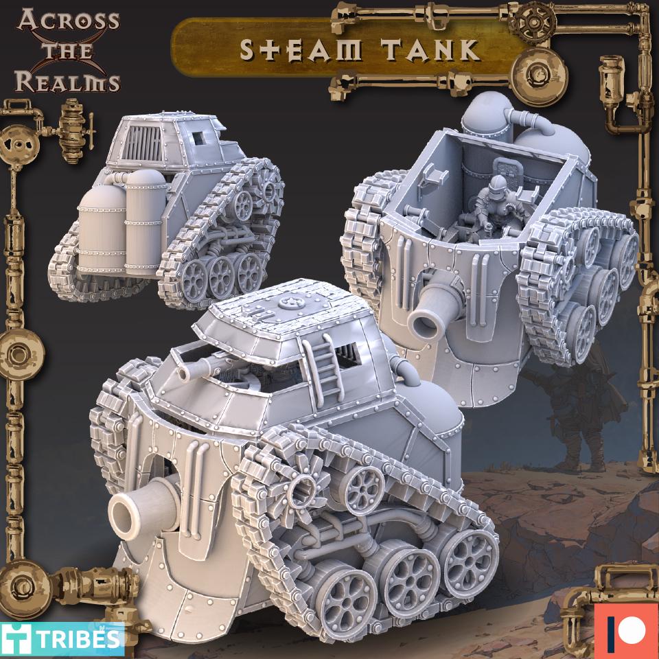 Steam Tank from Across the Realms, Wargame Miniature+ Gratis Base
