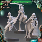 Cult Assassins from Across the Realms,4 Wargame Miniature+ Gratis Bases