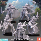 Exile Rangers from Across the Realms,5 Wargame Miniature+ Gratis Bases