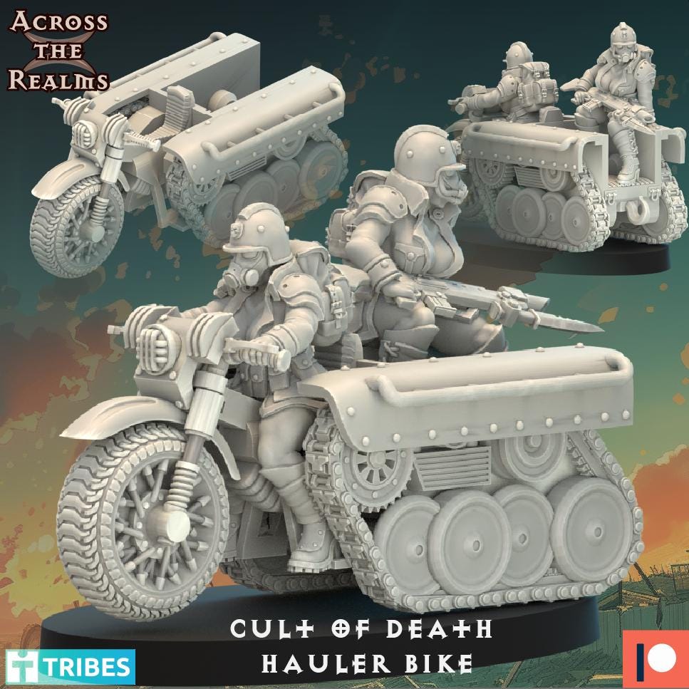 Cult of Death Hauler Bike from Across the Realms, Wargame Miniature+ Gratis Base