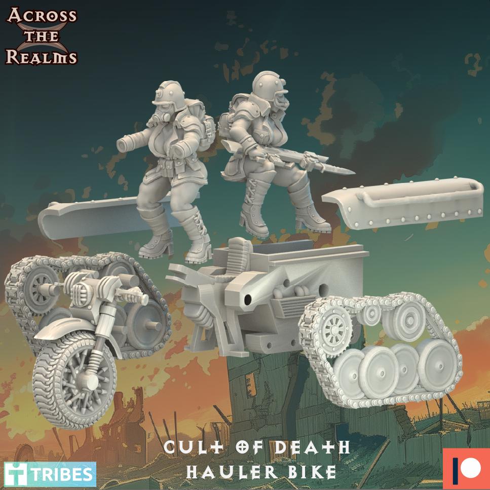 Cult of Death Hauler Bike from Across the Realms, Wargame Miniature+ Gratis Base