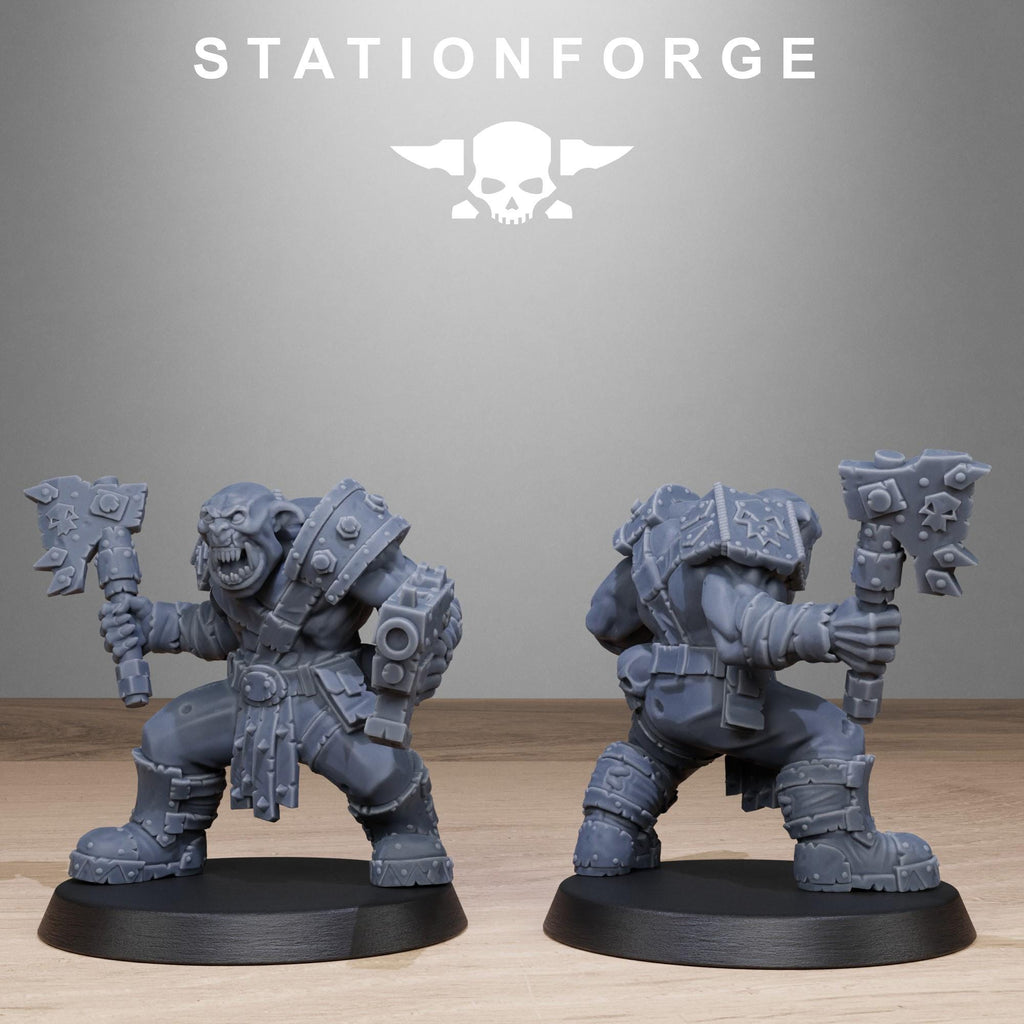 Orkaz Bros Infantry from StationForge/10 Tabletop Miniatures +Gratis Bases
