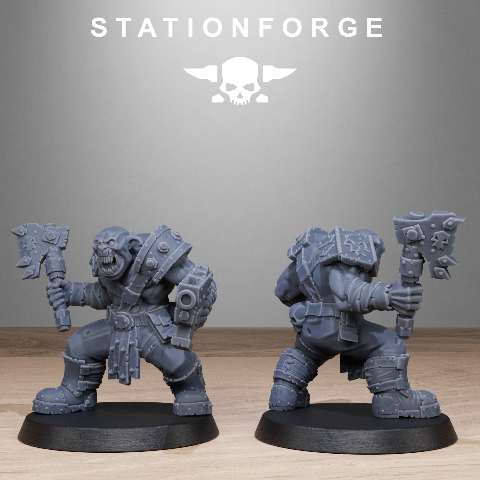 Orkaz Bros Infantry from StationForge/10 Tabletop Miniatures +Gratis Bases