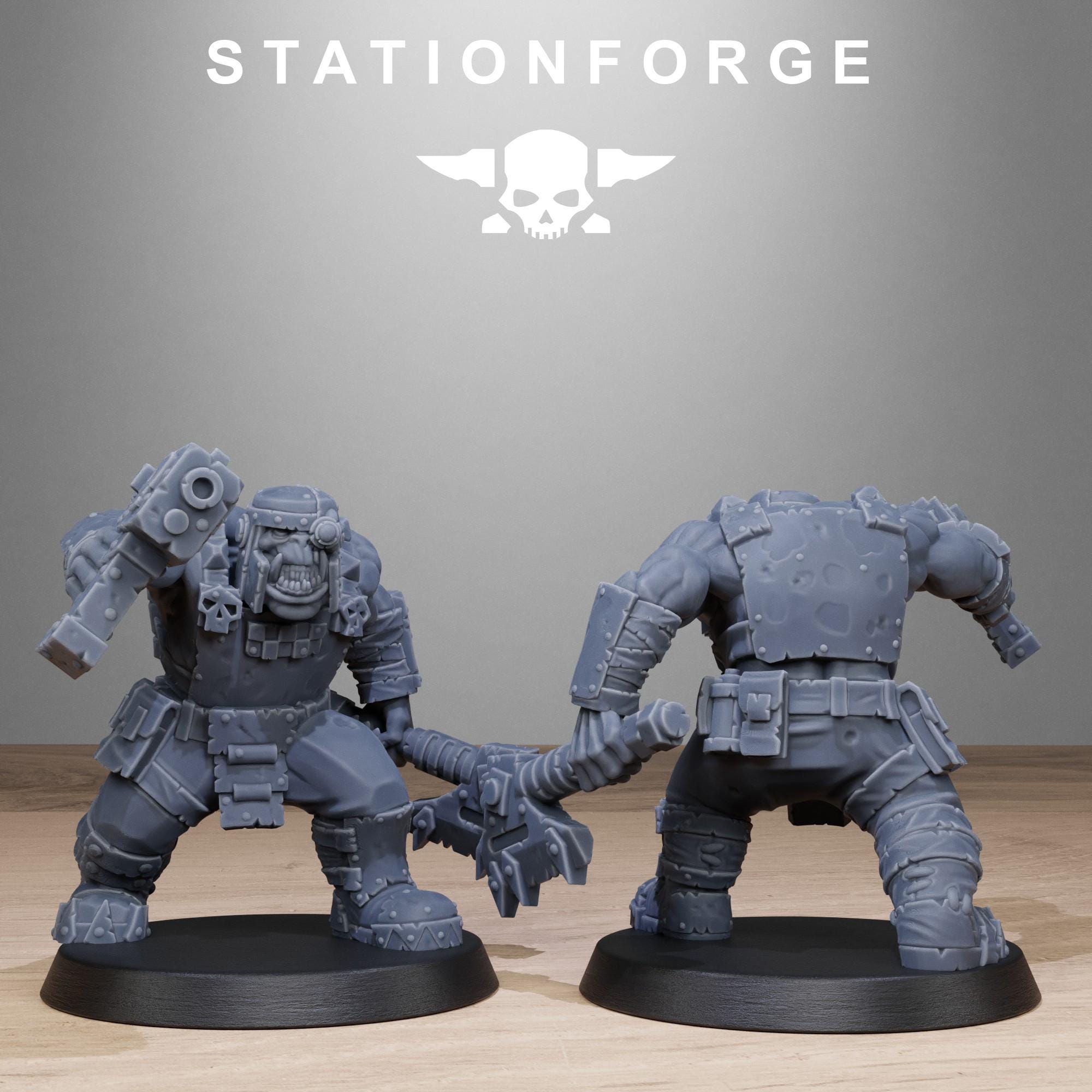Orkaz Bros Infantry from StationForge/10 Tabletop Miniatures +Gratis Bases