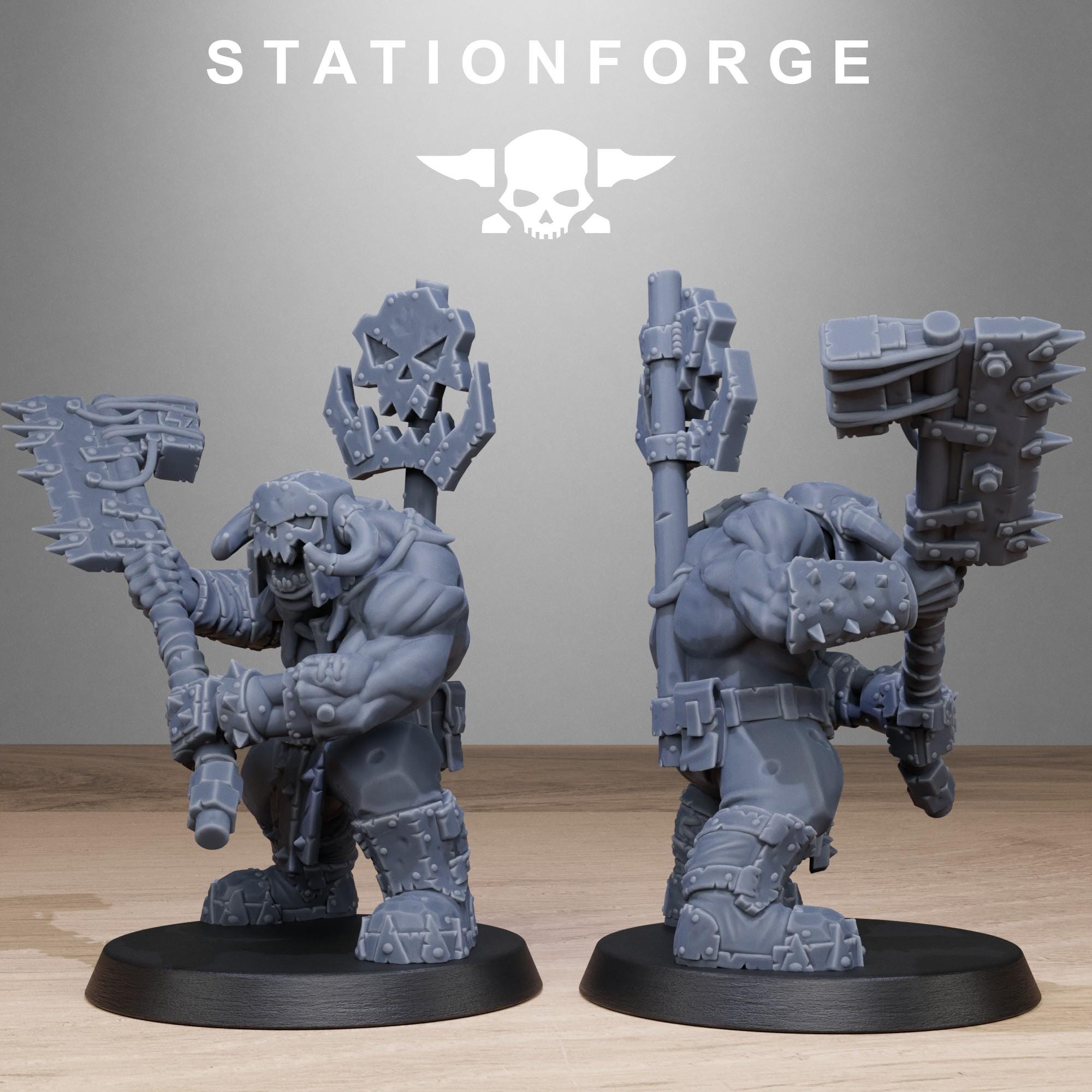 Orkaz Bros Infantry from StationForge/10 Tabletop Miniatures +Gratis Bases