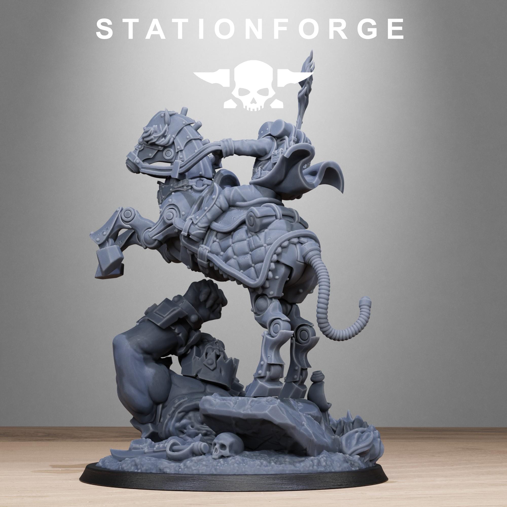 GrimGuard Officer Horseman from StationForge/ Wargame Miniature +Gratis Base