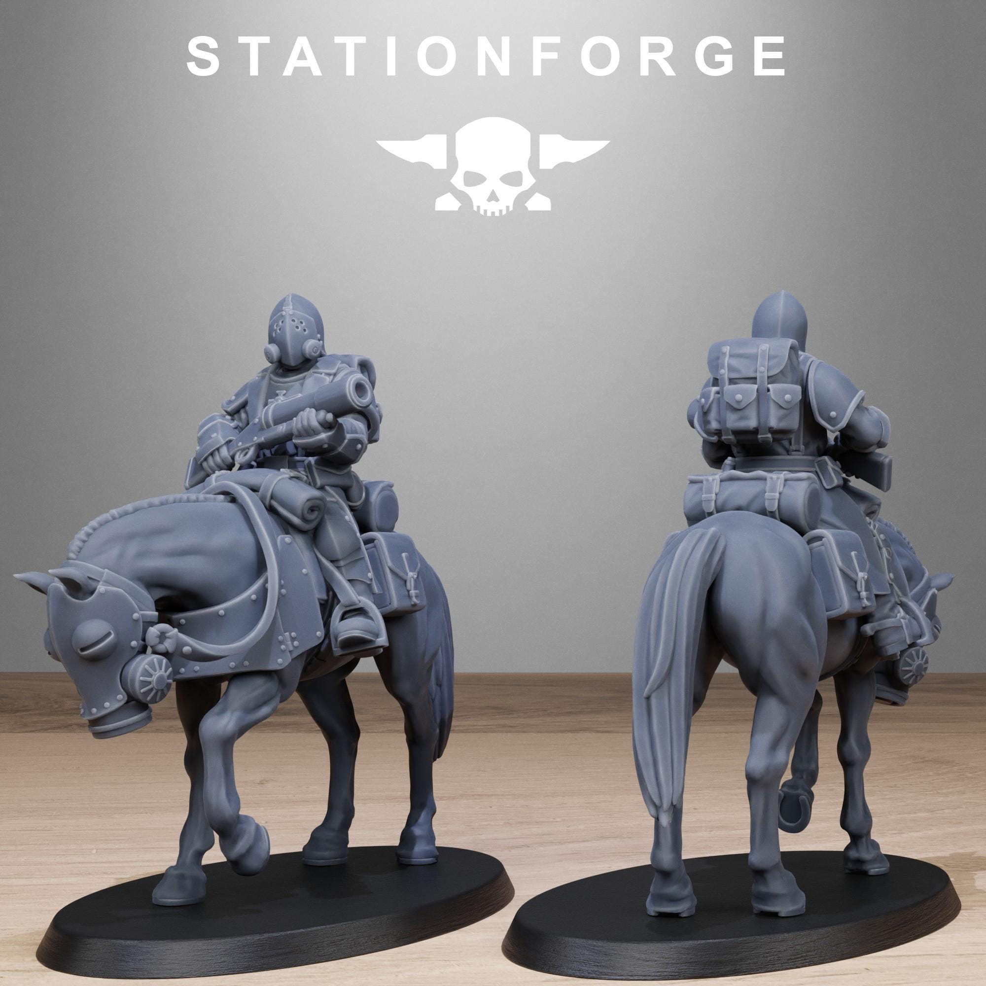 RoyalGuard Cavalry from StationForge/11 Wargame Miniatures +Gratis Bases