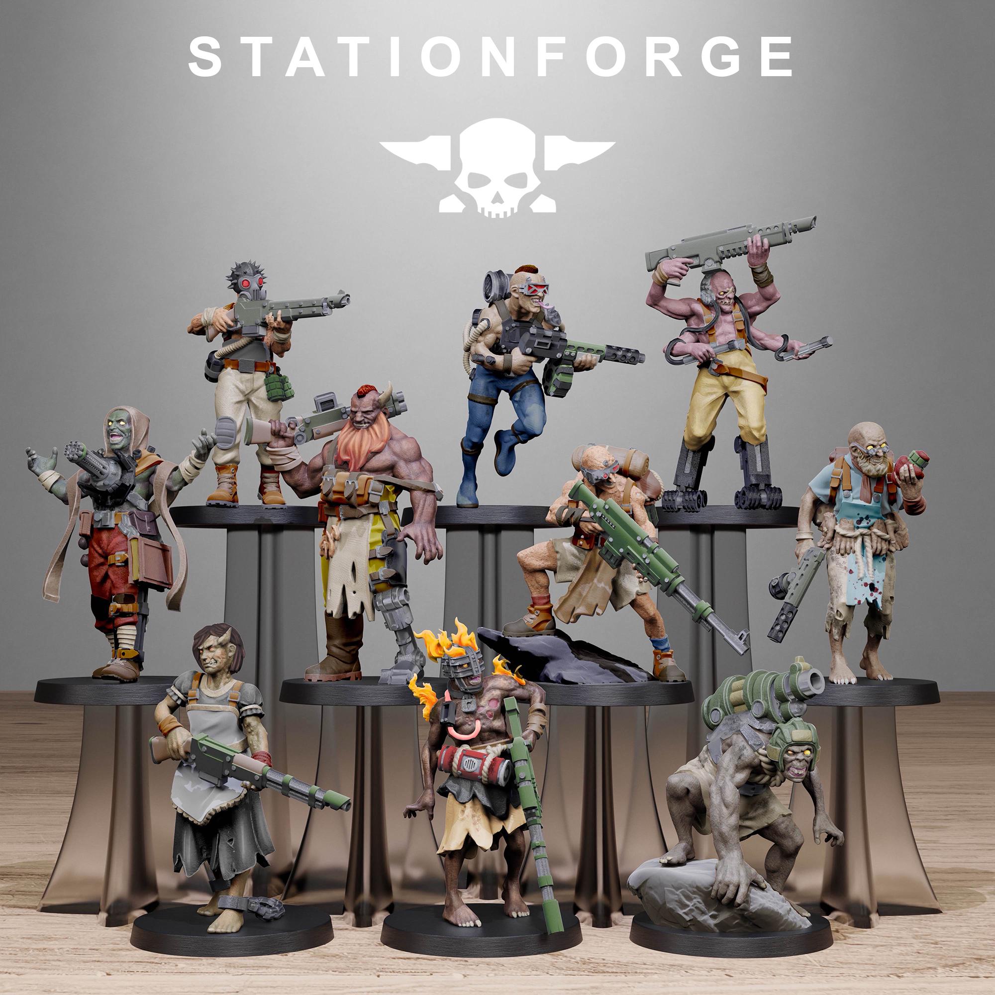 Corrupted Guard Abhumans from StationForge/10 Wargame Miniatures +Gratis Bases