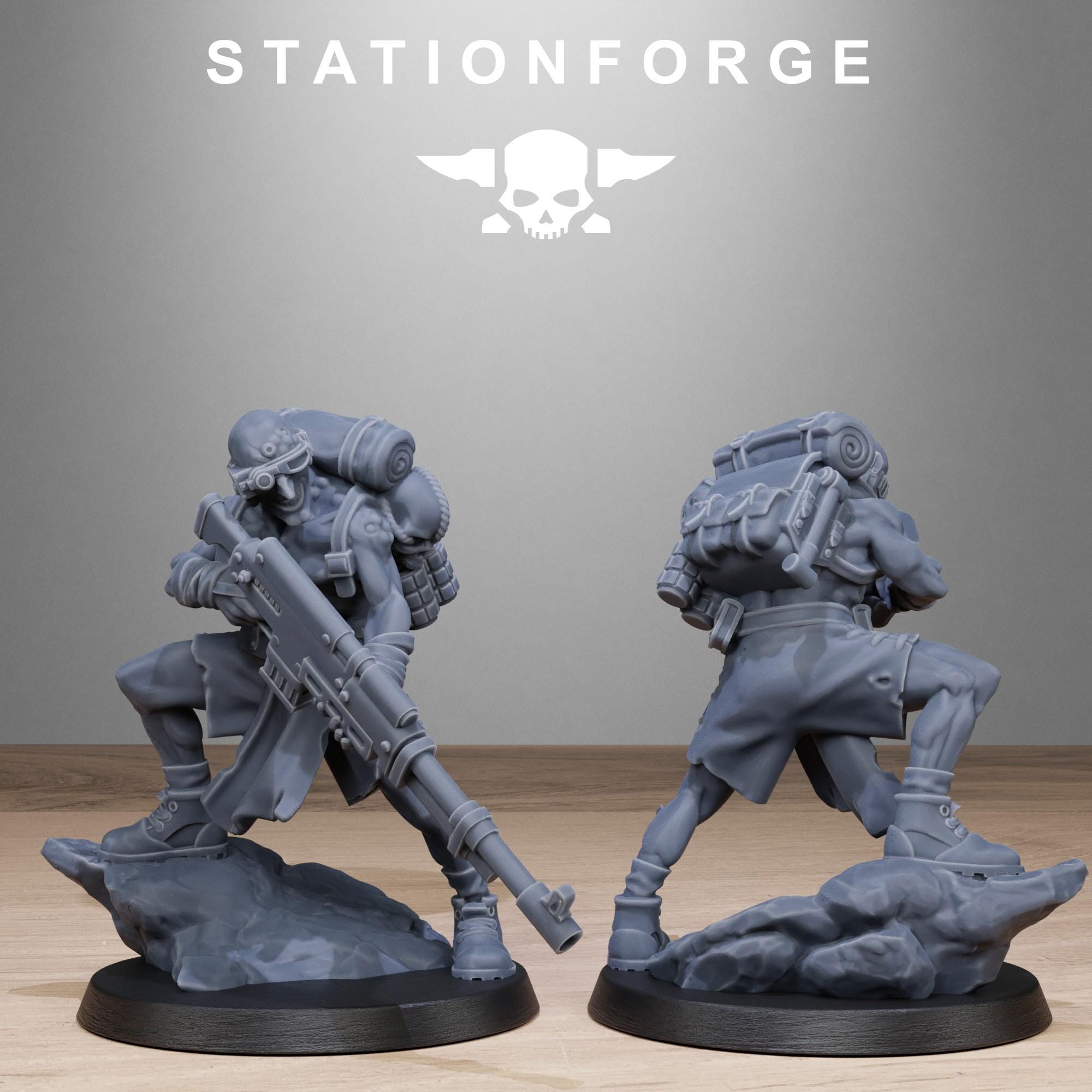 Corrupted Guard Abhumans from StationForge/10 Wargame Miniatures +Gratis Bases