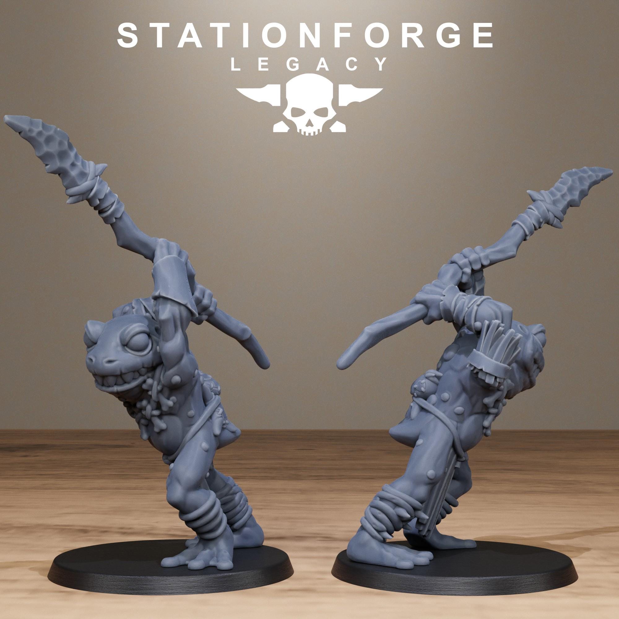 Bogkin Spearmen from StationForgeLegacy/10 Miniatures +Gratis Bases